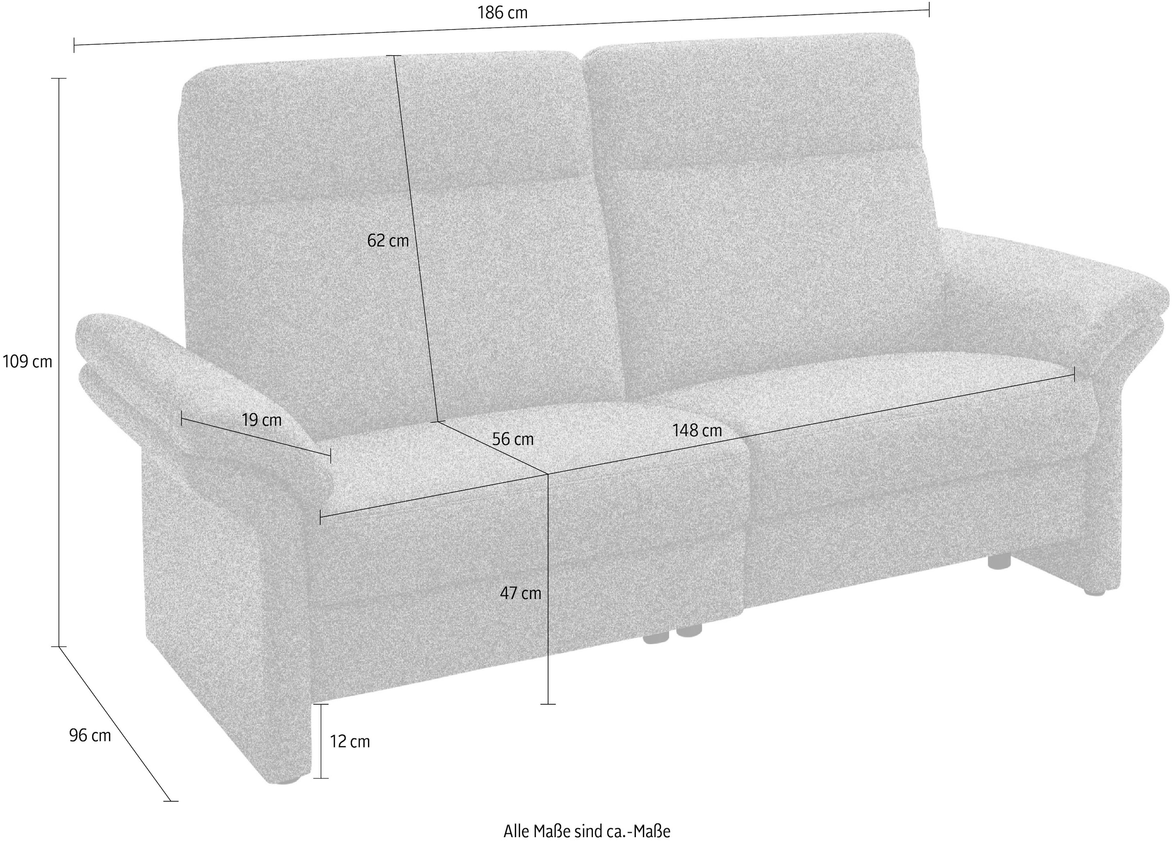 Places of Style 2,5-Sitzer »Senise, Breite 186 cm, Armteilverstellung, Federkern«, wahlweise auch mit Relaxfunktion auf beiden Seiten