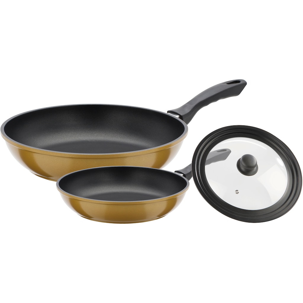 GSW Pfannen-Set »Gourmet Premium Color«, Aluminiumguss, (Set, 3 tlg., 1x Bratpfanne Ø 24 cm, 1x Bratpfanne Ø 28 cm), Induktion