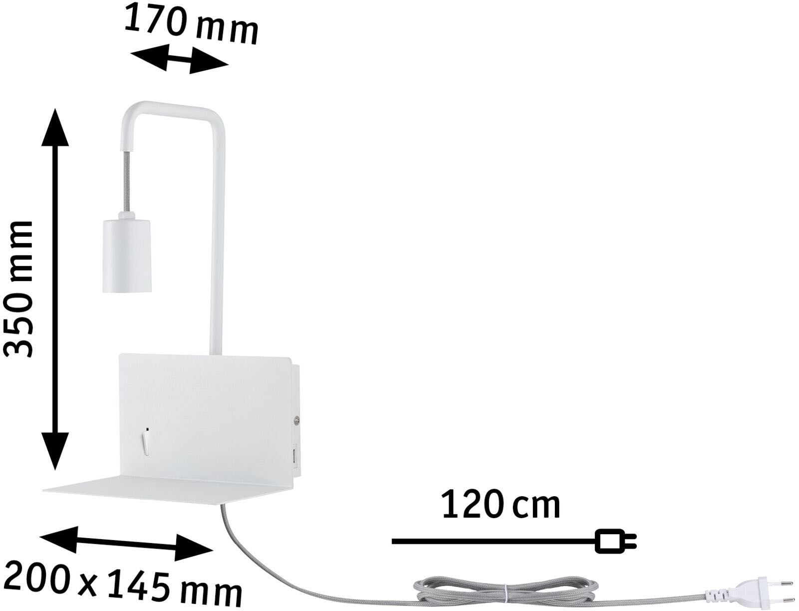 Paulmann LED Wandleuchte »Calvani«, 1 flammig, Leuchtmittel E27 | ohne Leuchtmittel, E27, mit Ablage