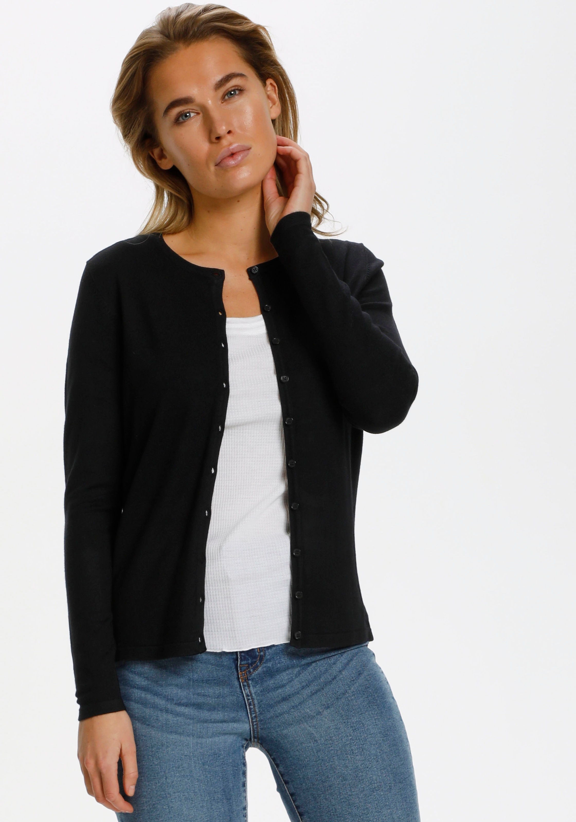 Saint Tropez Strickjacke "A8661, MilaSZ R-Neck Cardigan" Viskose Feinstrick günstig online kaufen