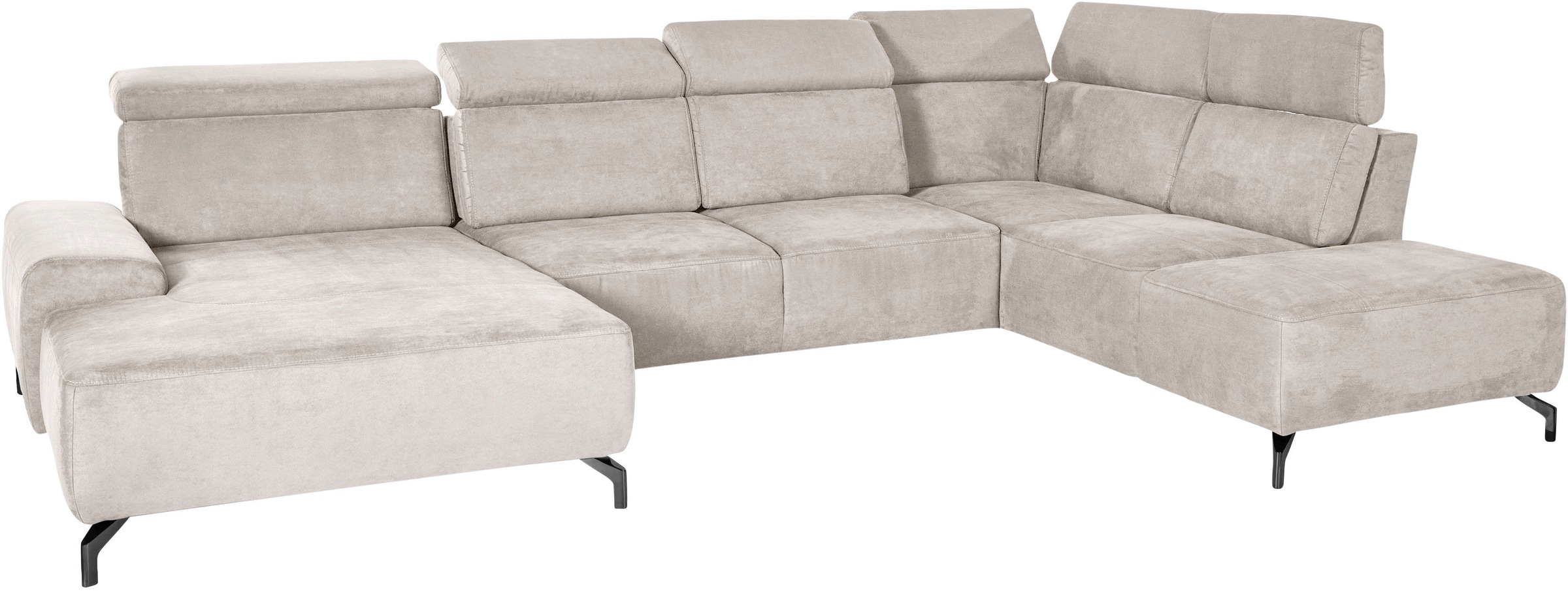 sit&more Wohnlandschaft »Gizeh U-Form«, 12 cm Fußhöhe, inklusive Sitztiefenverstellung und Kopfteilverstellung