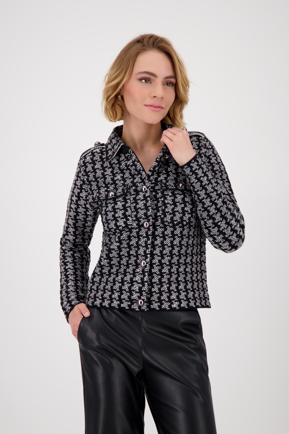 Monari Strickjacke "Jacke Strickjacke Hahnent.", Mit Rundhalsausschnitt günstig online kaufen