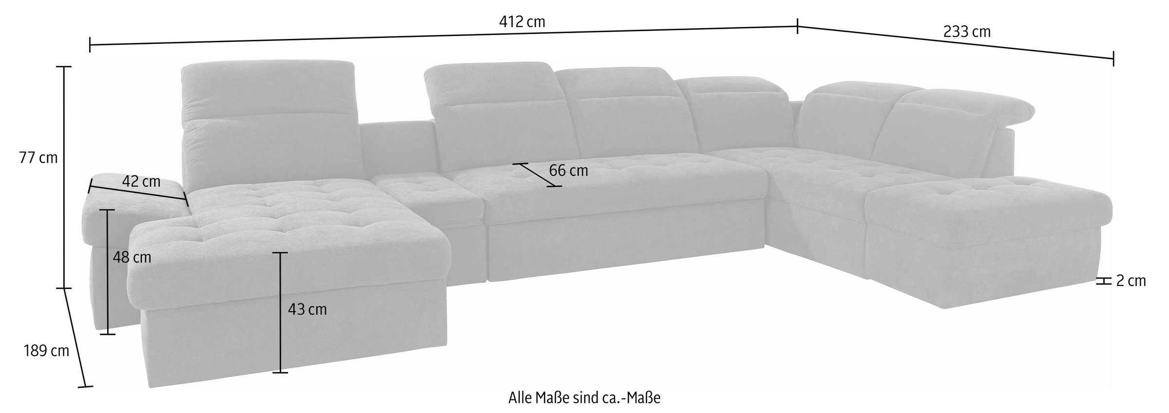 sit&more Wohnlandschaft »Stardust U-Form«, inklusive Kopfteilverstellung, Armlehnenfunktion und Tischelement