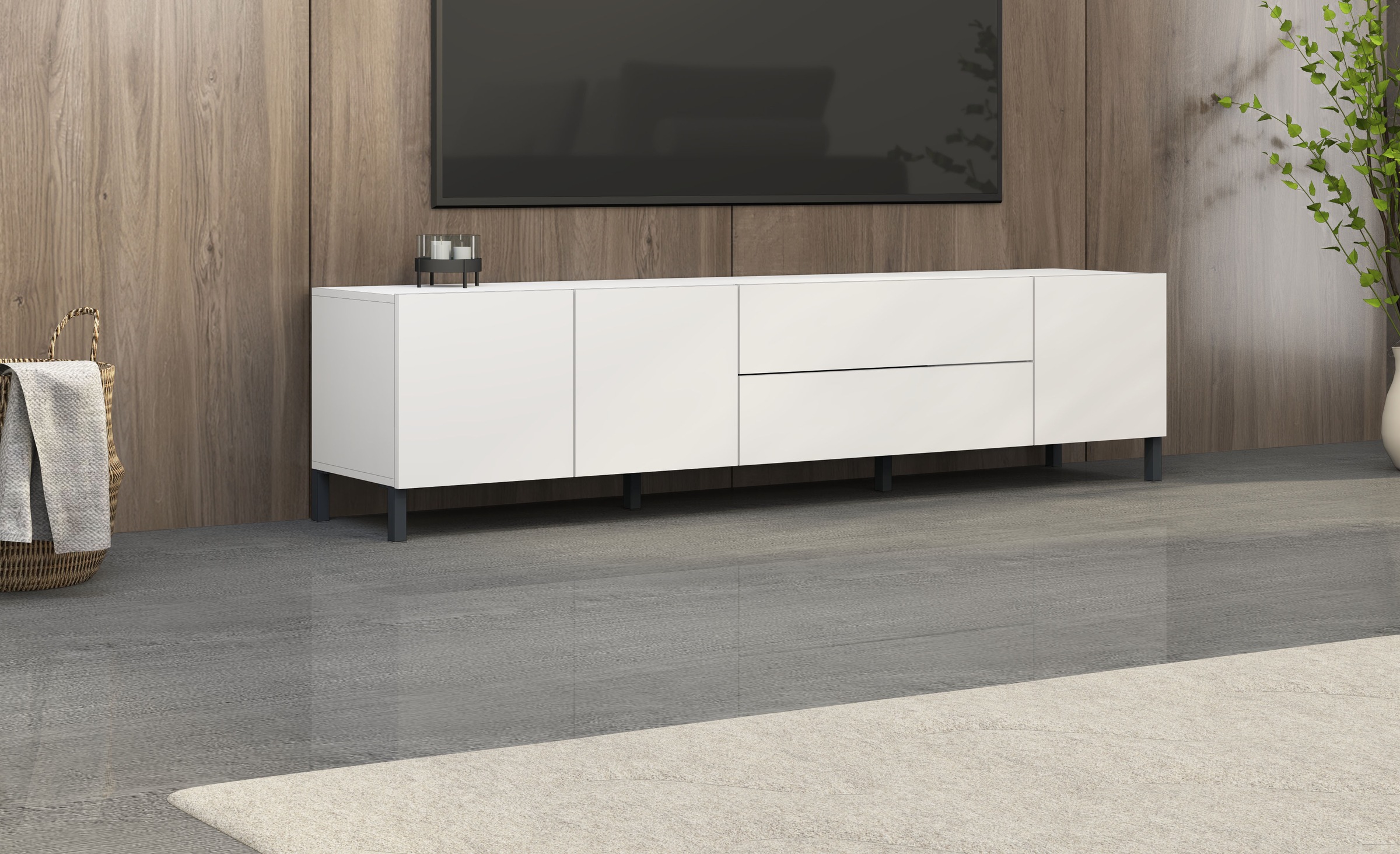 borchardt Möbel Lowboard, Metallfüße, grifflose Optik