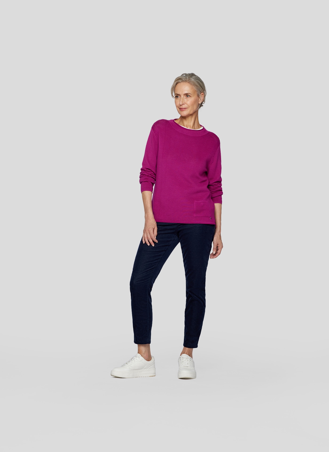 Rabe Strickpullover, mit Rippstruktur und aufgesetzter Tasche