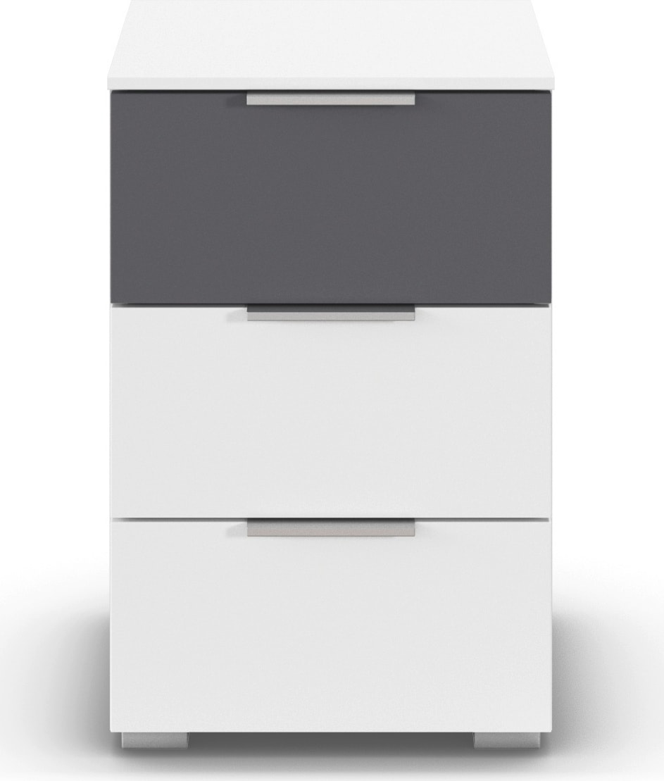 OTTO home Nachtkommode "Nachttisch Nachtschrank Schubladen Sideboard Schubladenkommode ASTANA" Breite 40 cm / Höhe 61 cm, mit 3 geräumigen Schubladen, Kantengriff in Alufarben MADE IN GERMANY