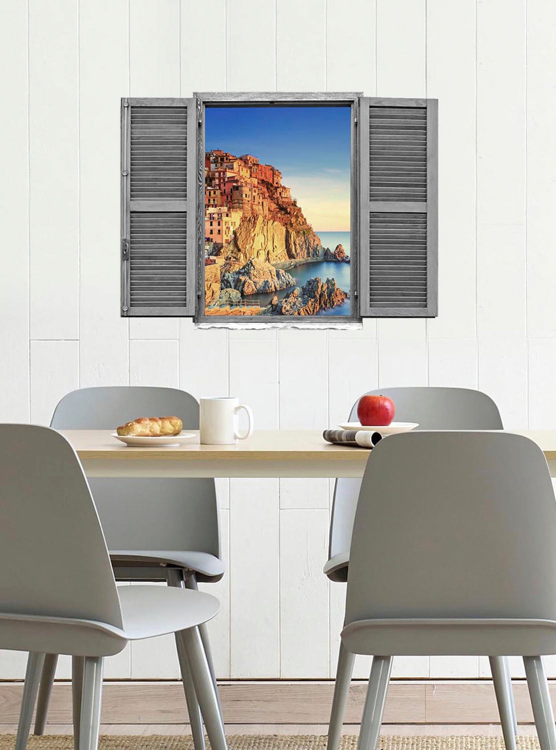 queence Wandtattoo »Stadt am Meer«, (1 St.), Wandsticker, Wandbild, selbstklebend, 3D, Fenster