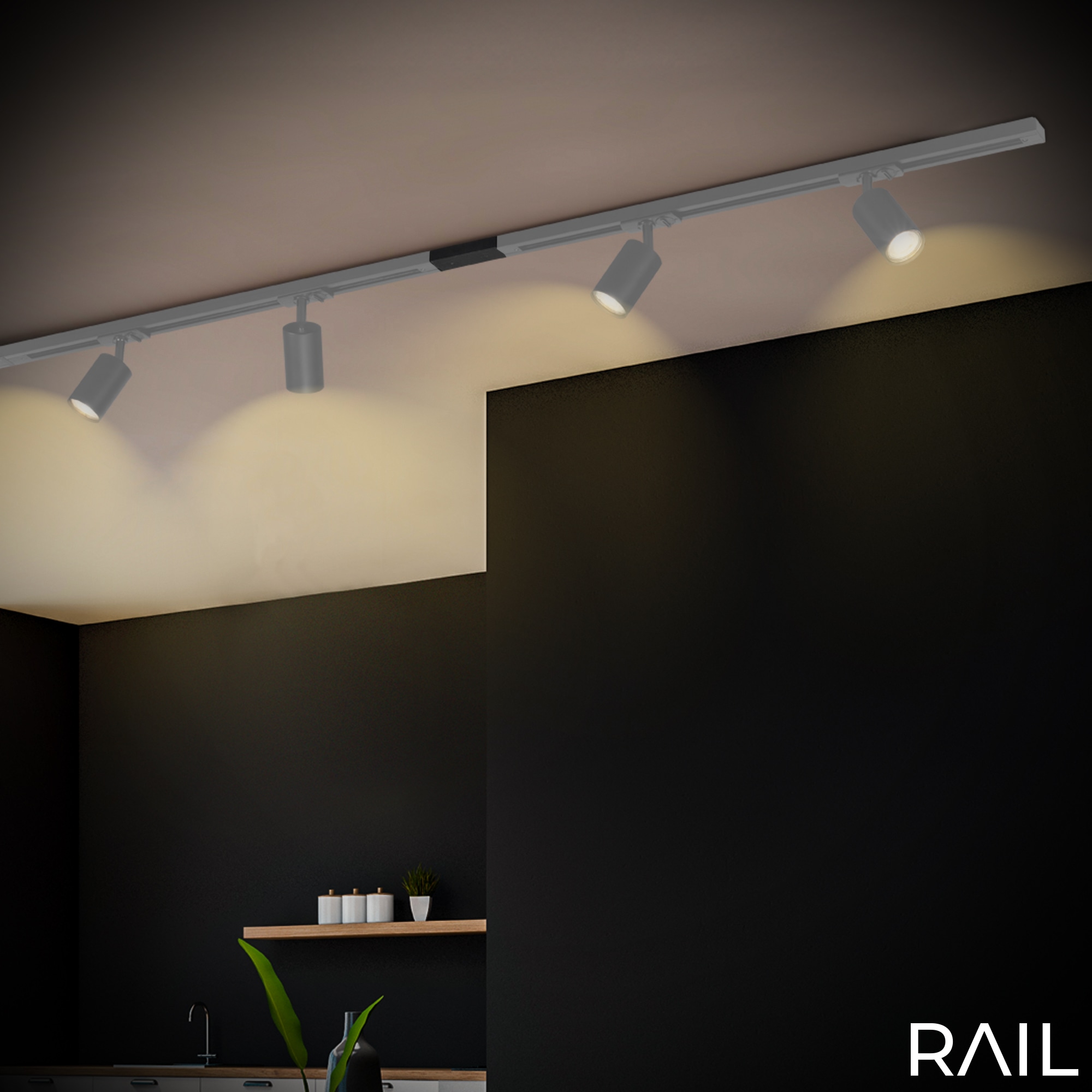 Briloner Leuchten Schienensystem-Einspeiser »RAIL« 1 tlg. tlg. Einspeisung 20,3 cm Schwarz Schienensystem Rail Wohnzimmer Büro Küche