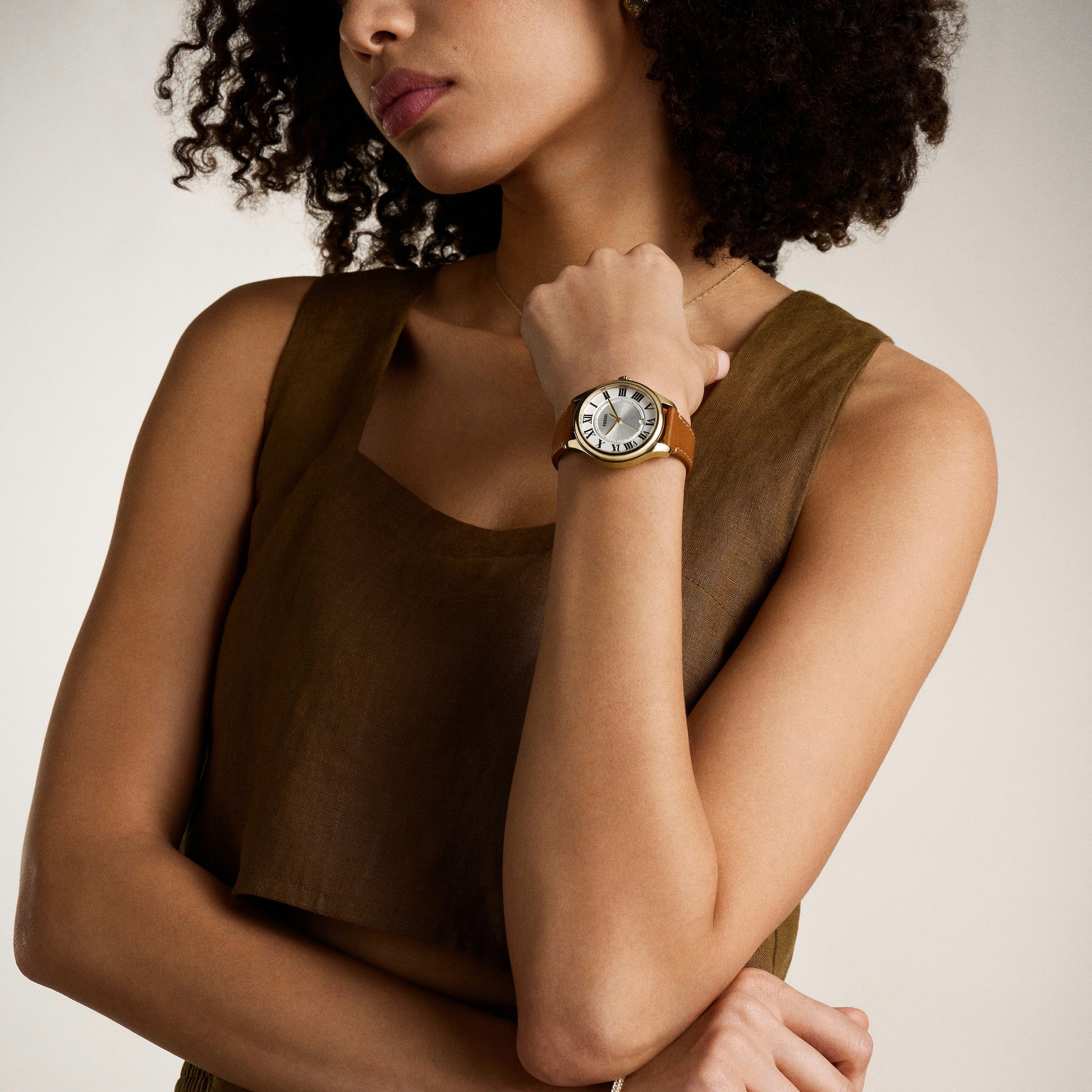 Fossil Quarzuhr »GILMORE«, Armbanduhr, Damenuhr, Lederarmband, analog, Tag