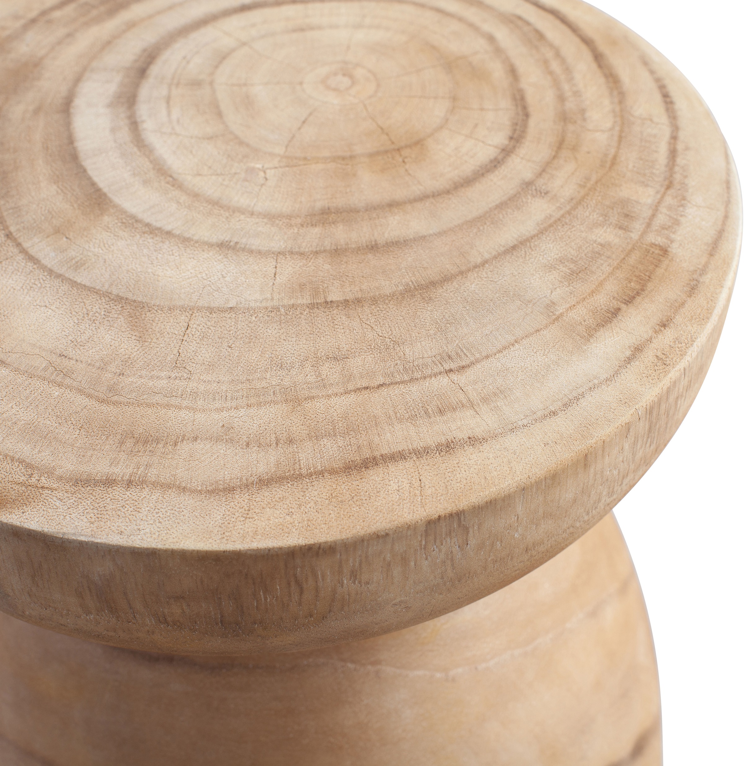 WOOOD Hocker »Bink aus Paulowniaholz mit natürlicher Oberfläche Ø 28 x H 40 cm« Pfleiglicht, Vollstandig montiert geliefert, Tragkraft 20 kg