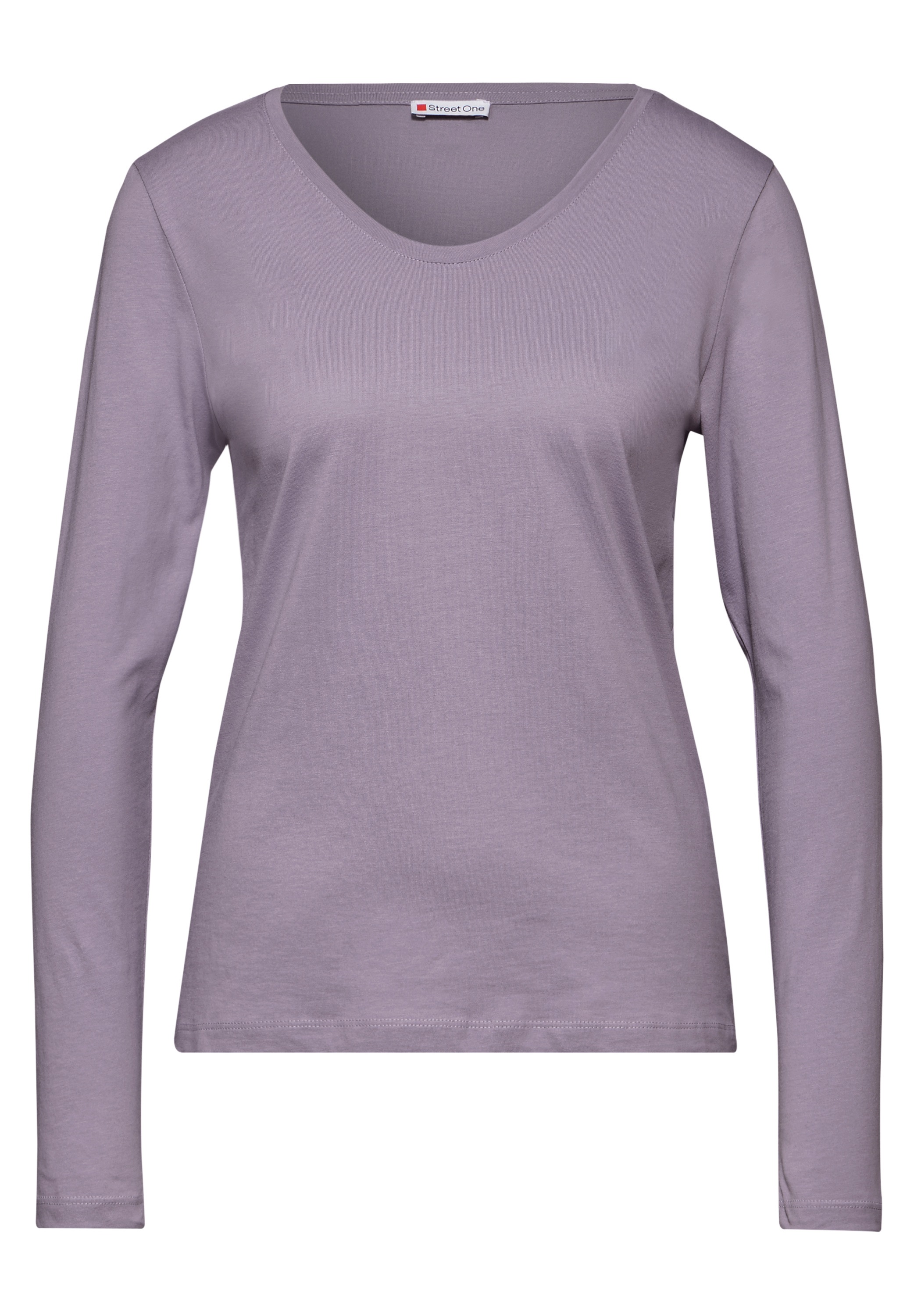 STREET ONE Langarmshirt, mit abgerundetem V-Ausschnitt