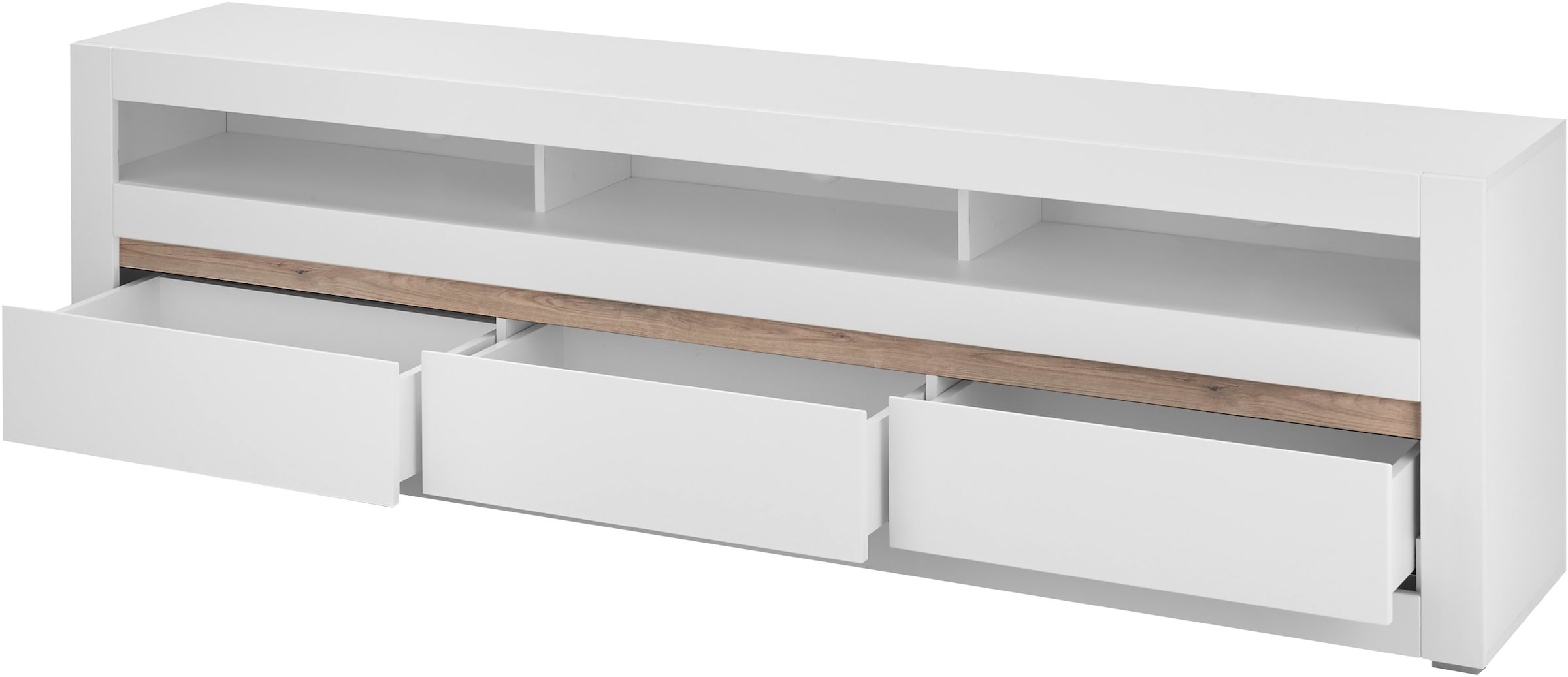 INOSIGN Lowboard »Chester, moderner TV-Unterschrank, Kommode mit Stauraum, Weiß Matt«, (1 St.), austauschbare Blende in Griffleiste, zeitloses Design, 217 cm breit
