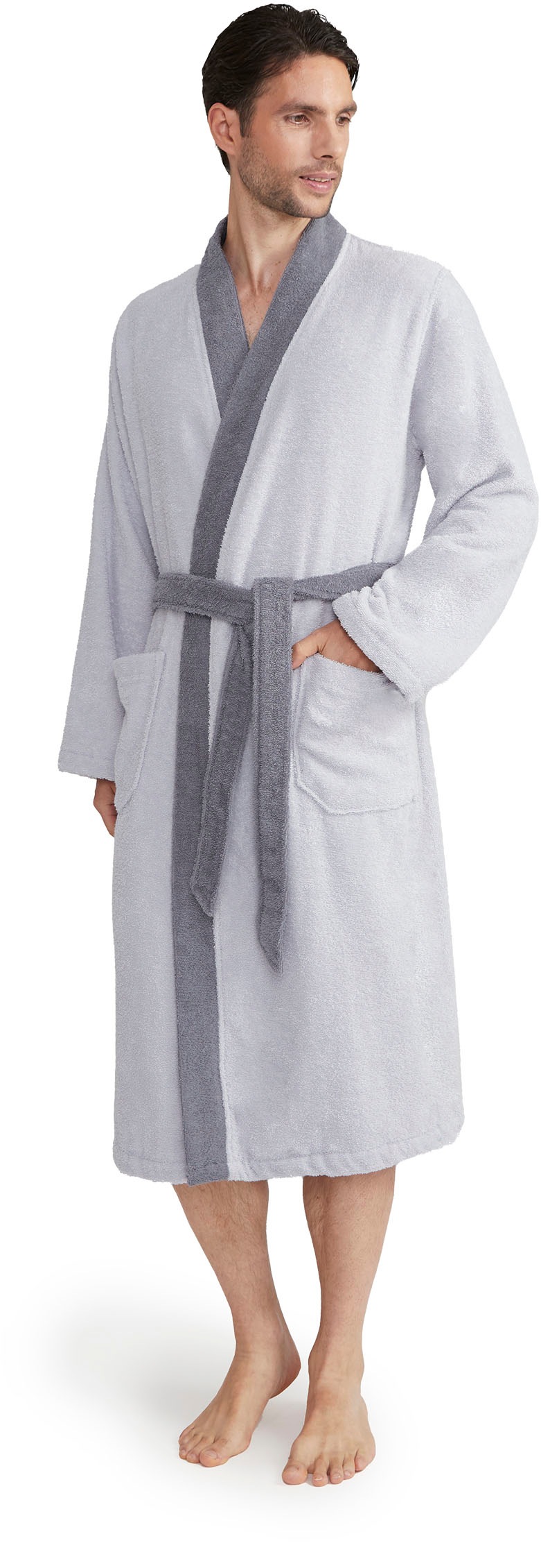 Möve Unisex-Bademantel »Superwuschel Kimono mit Blende«, (1 St.), ideal für Sauna & Spa, Hotelbademantel