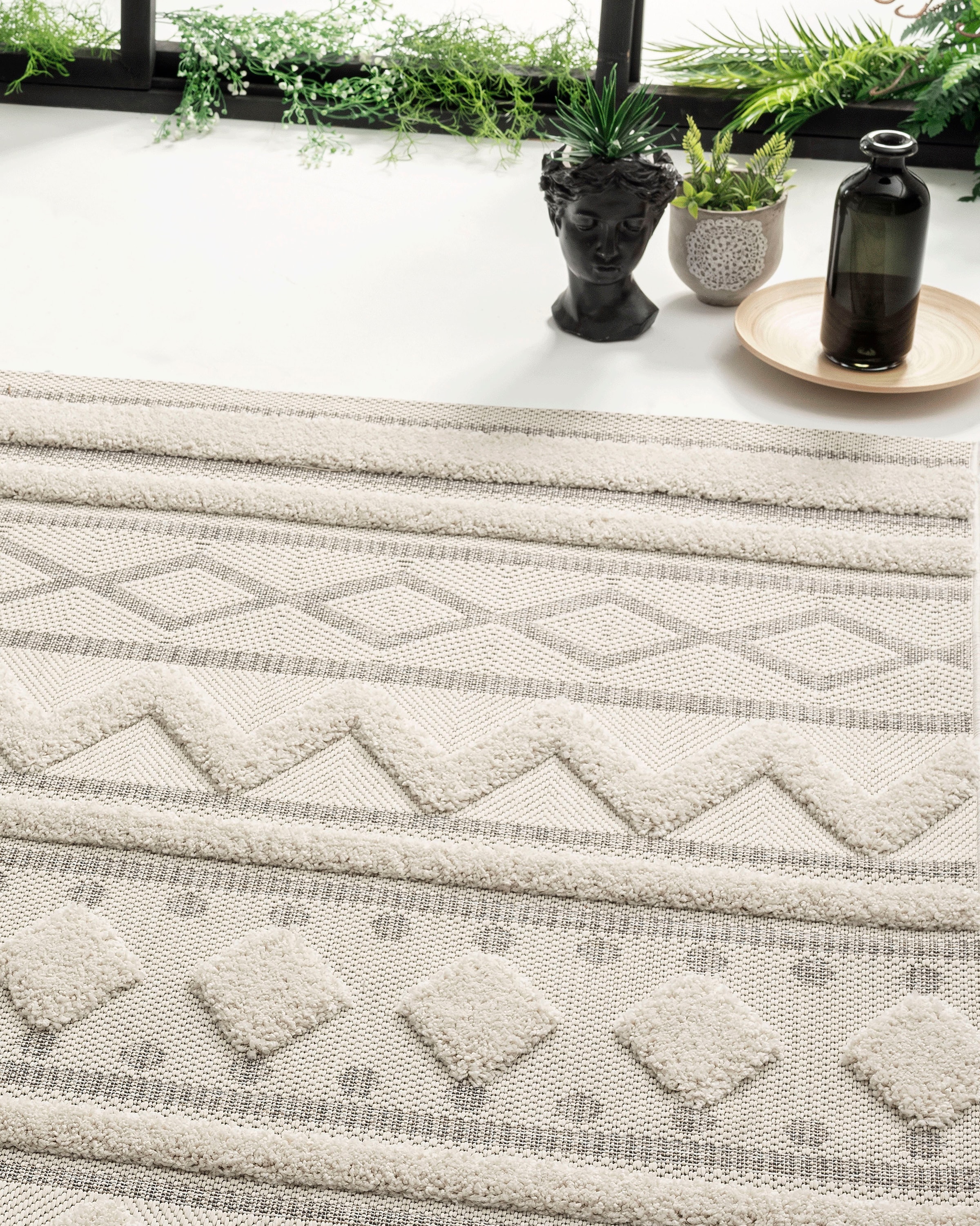 merinos Teppich »Kayra 54064« rechteckig 20 mm Höhe Hoch Tief Struktur, Boho Style, Scandic, In- Outdoor geeignet