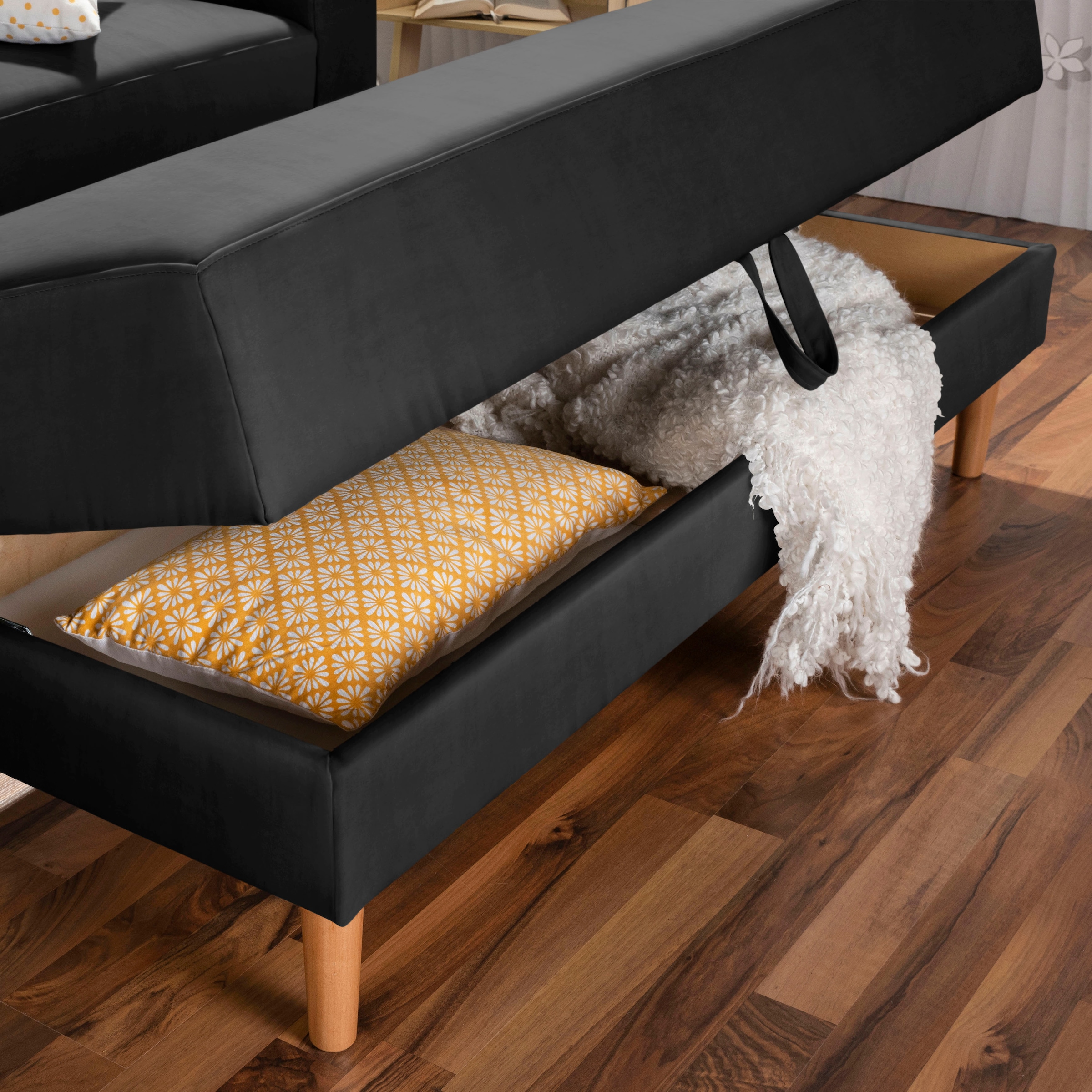 Max Winzer® Ecksofa »Just Chill«, Schlafsofa mit Recamiere, Rückenverstellung, inklusive Stauraumhocker
