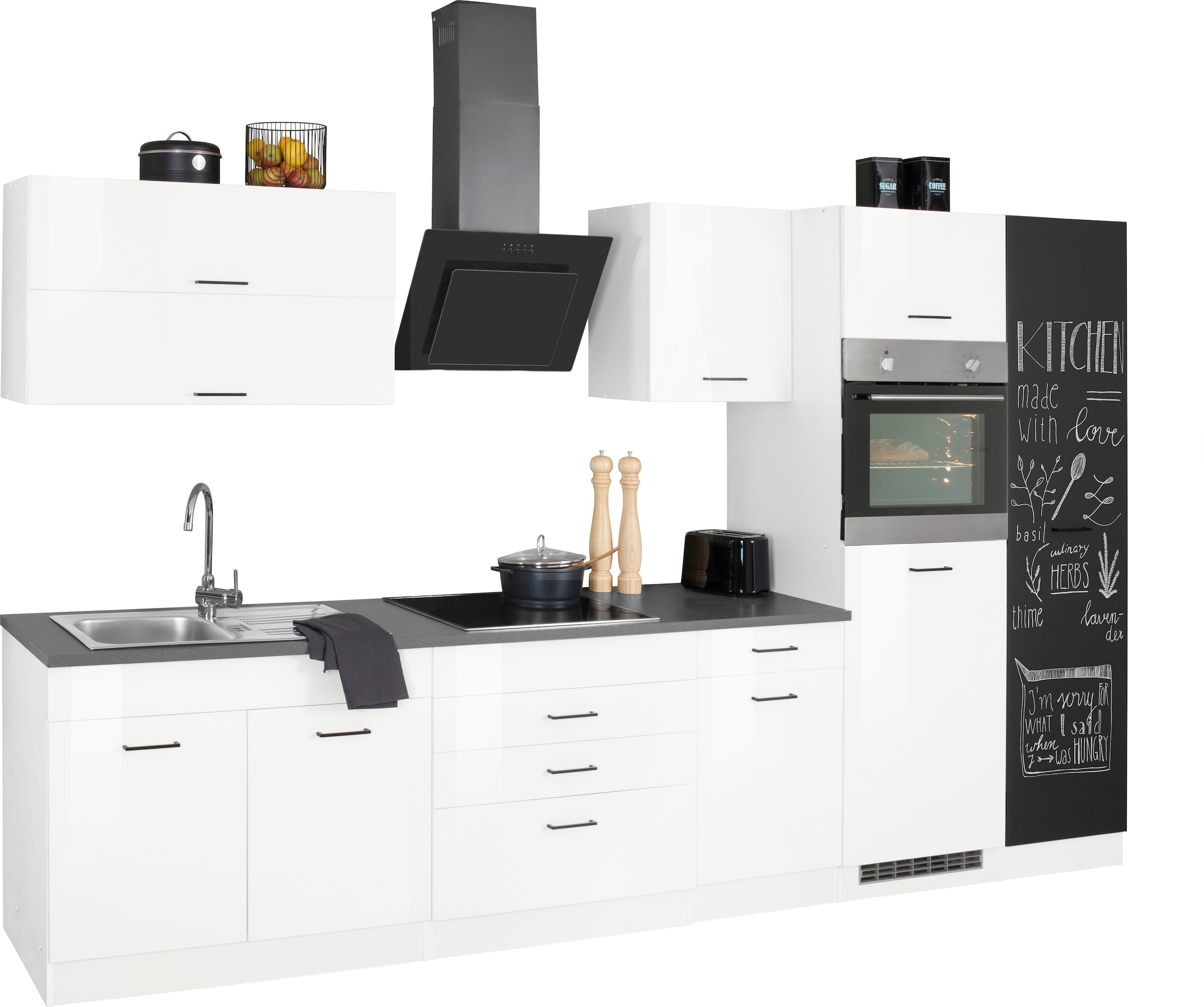 KOCHSTATION Küchenzeile »KS-Trier« mit E-Geräten, Breite 340 cm