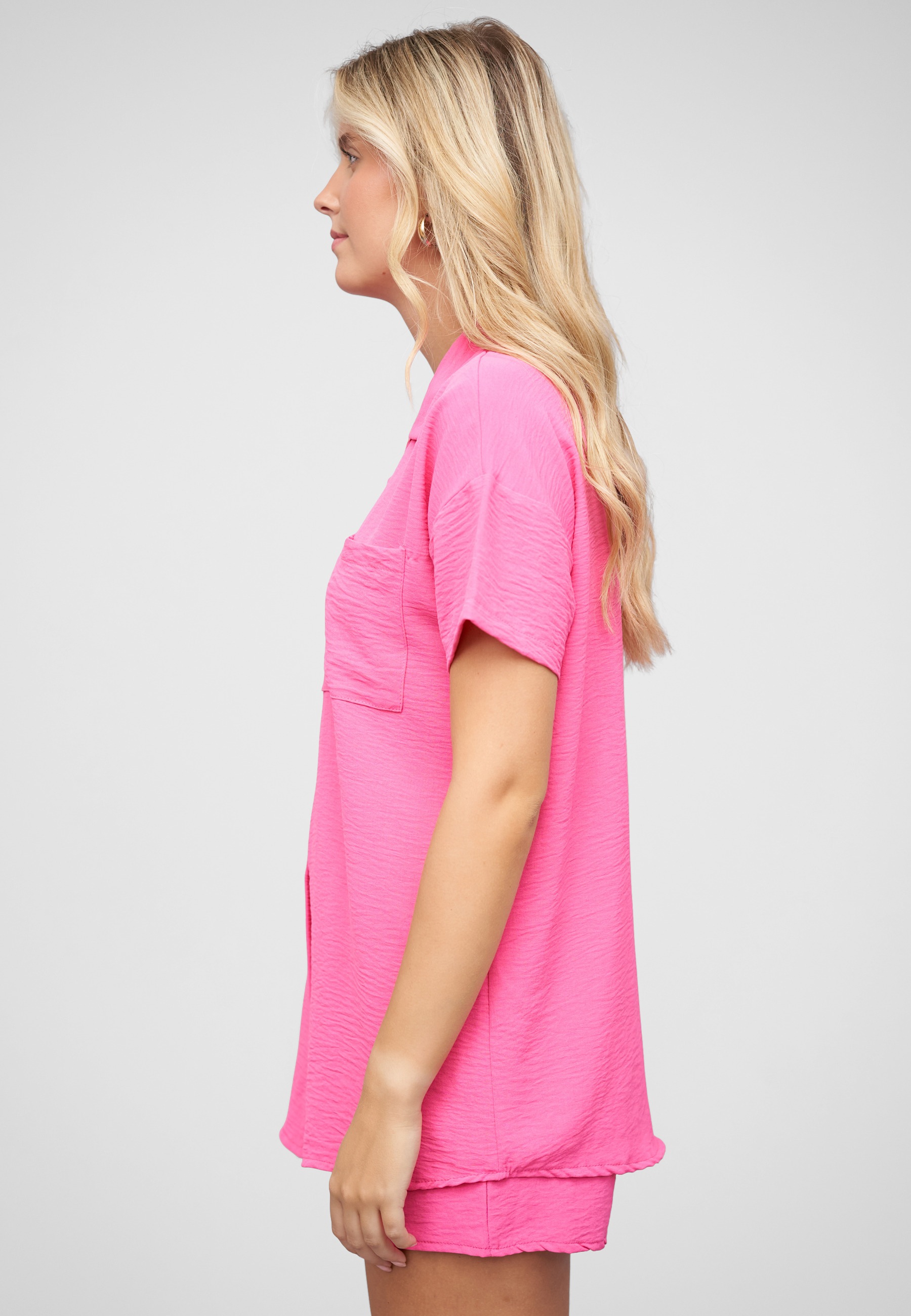 CLOUD 5IVE Kurzarmshirt »CLOUD 5IVE Musselin Kurzarm Hemd mit Knopfleiste und Brusttasche«