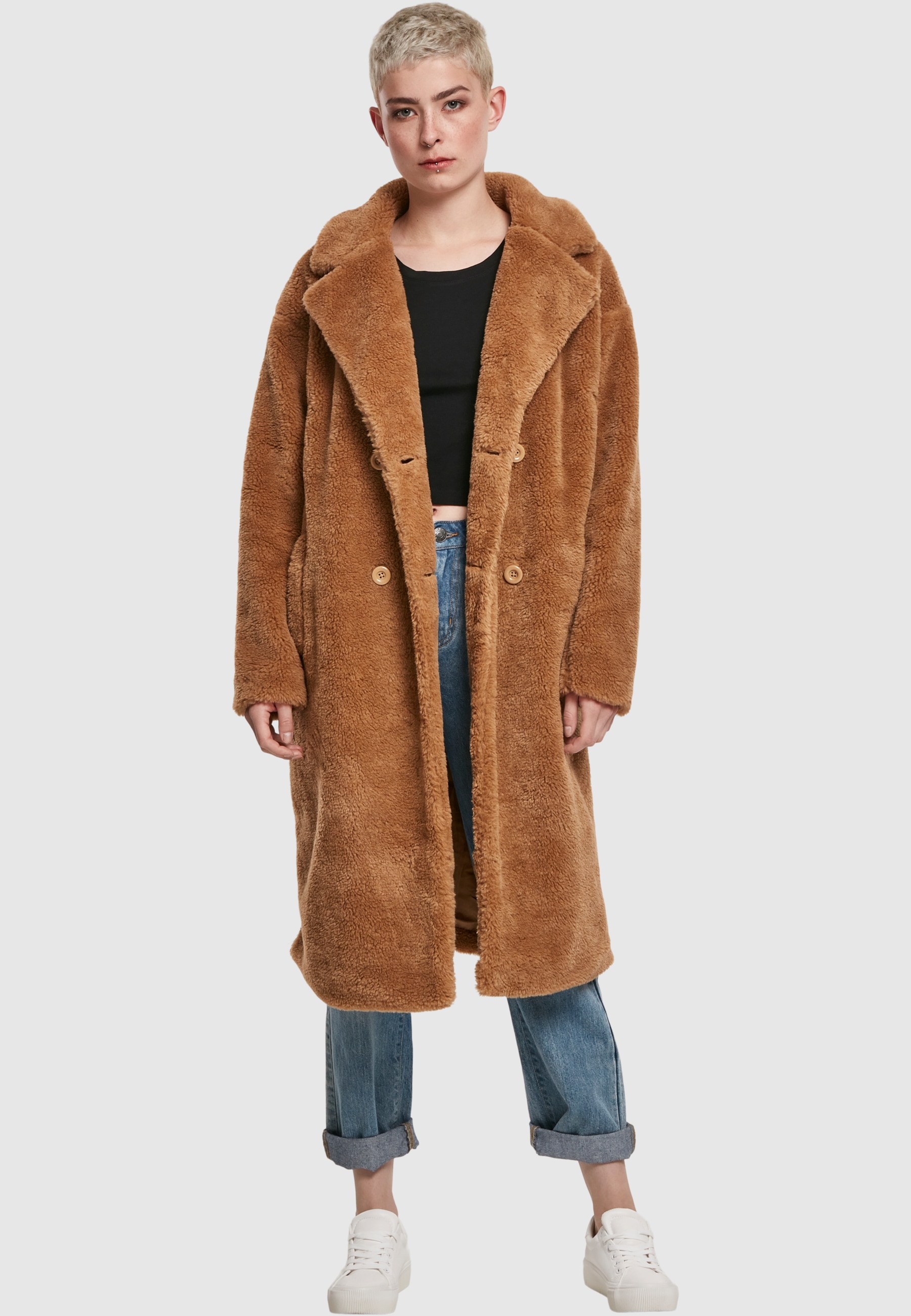 URBAN CLASSICS Winterjacke »Urban Classics Damen Ladies Oversized Teddy Coat«, (1 St.), ohne Kapuze