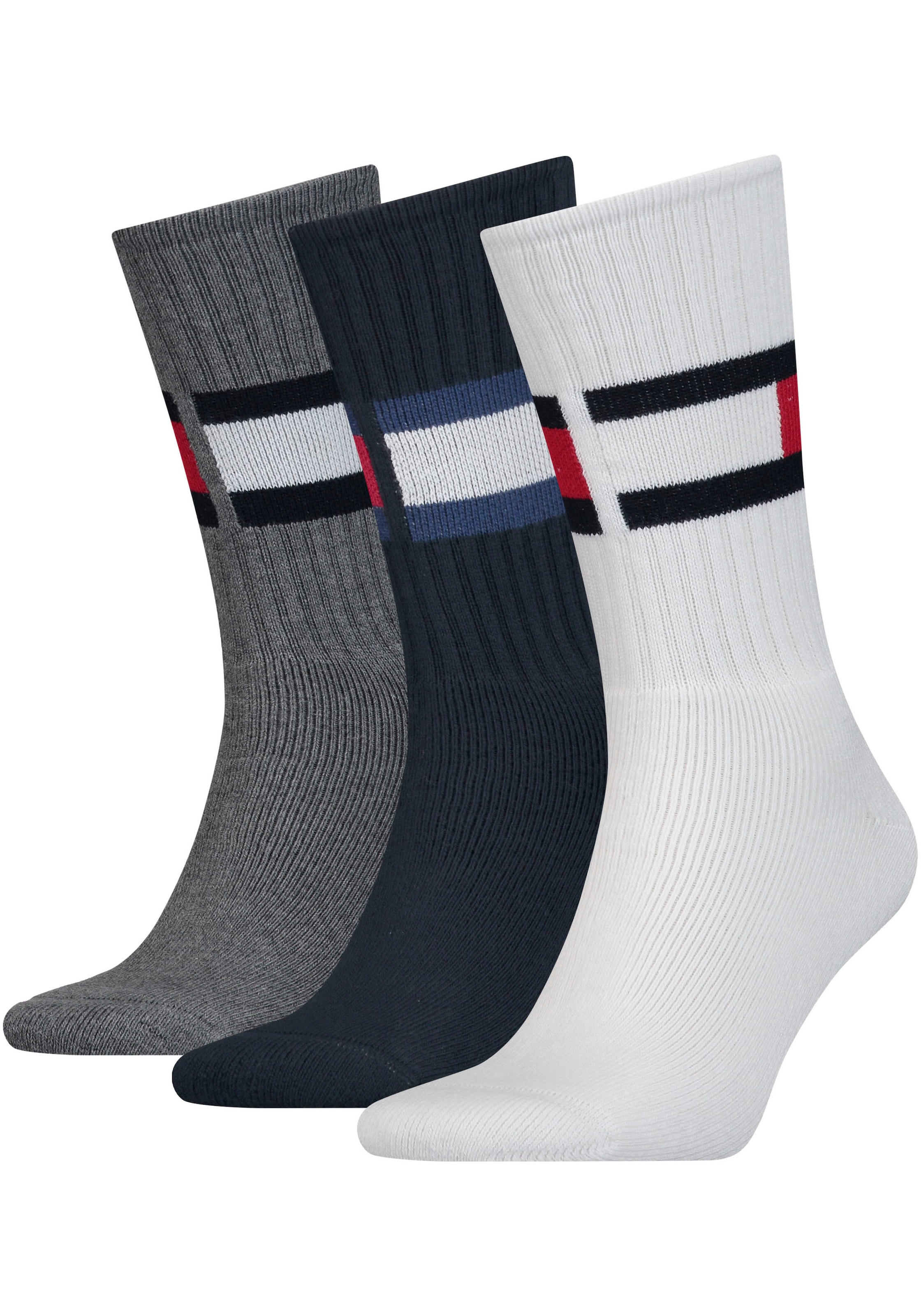 Tommy Hilfiger Sportsocken »TH Crew 3 BAUR Flag-Logo | (Packung, großem 3-pack«, Paar), Socks bestellen Mit