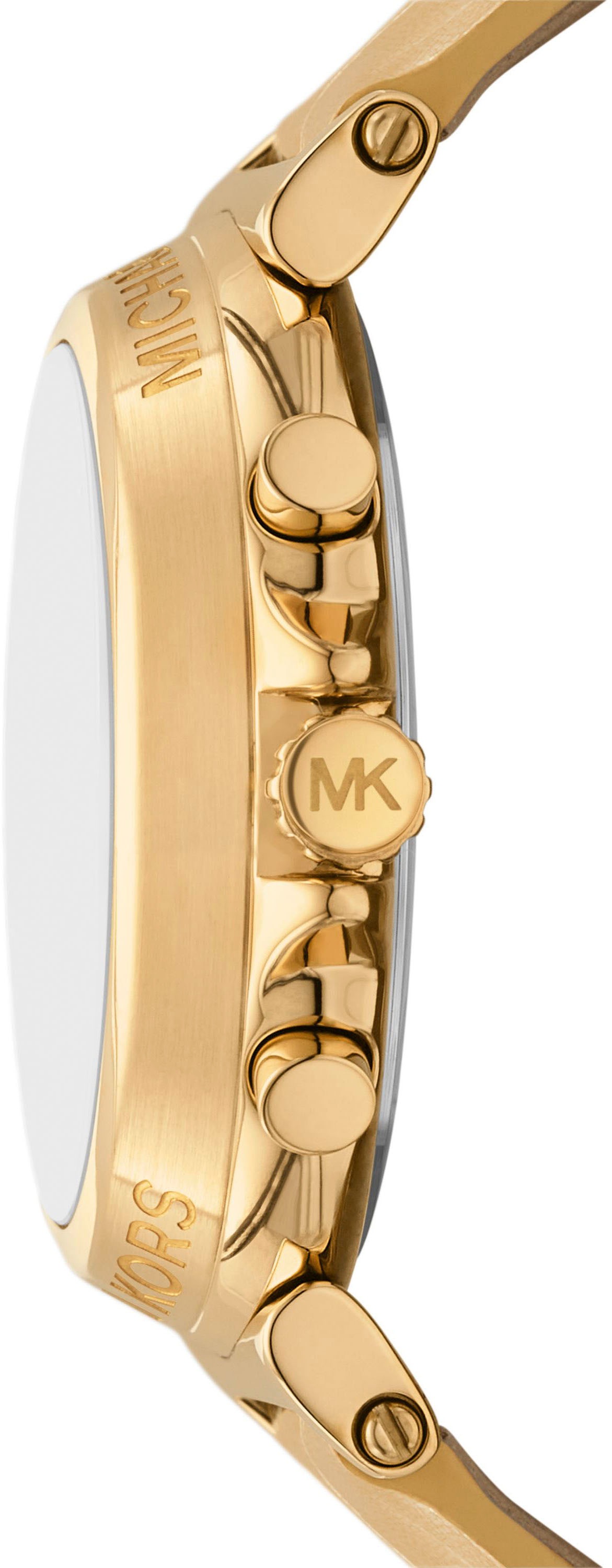 MICHAEL KORS Chronograph »MAREN«, Armbanduhr, Damenuhr, Lederarmband, analog, Tag, Stoppfunktion