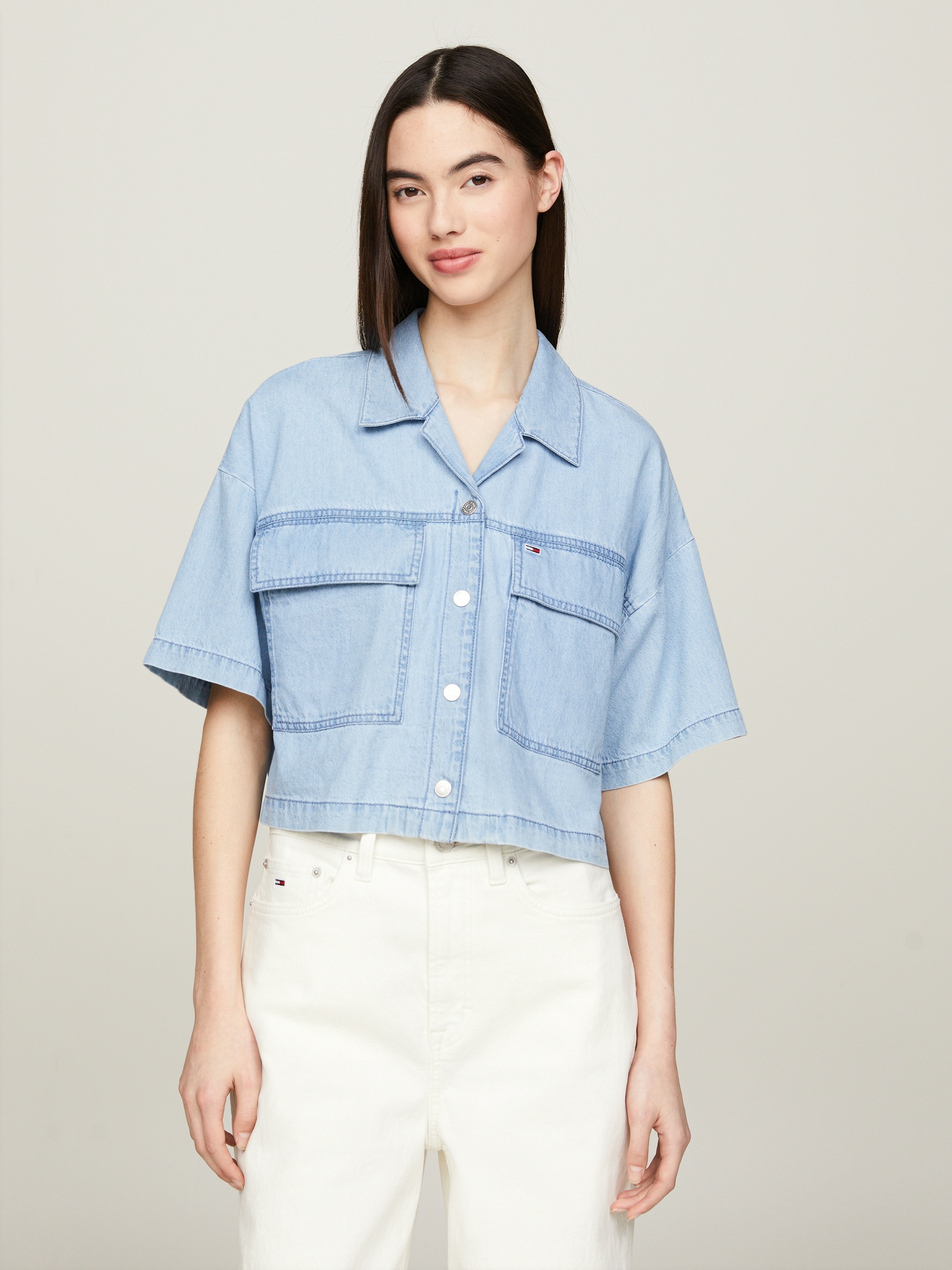 Tommy Jeans Klassische Bluse "TJW CHAMBRAY BLOUSE", mit Tommy Jeans Logo günstig online kaufen