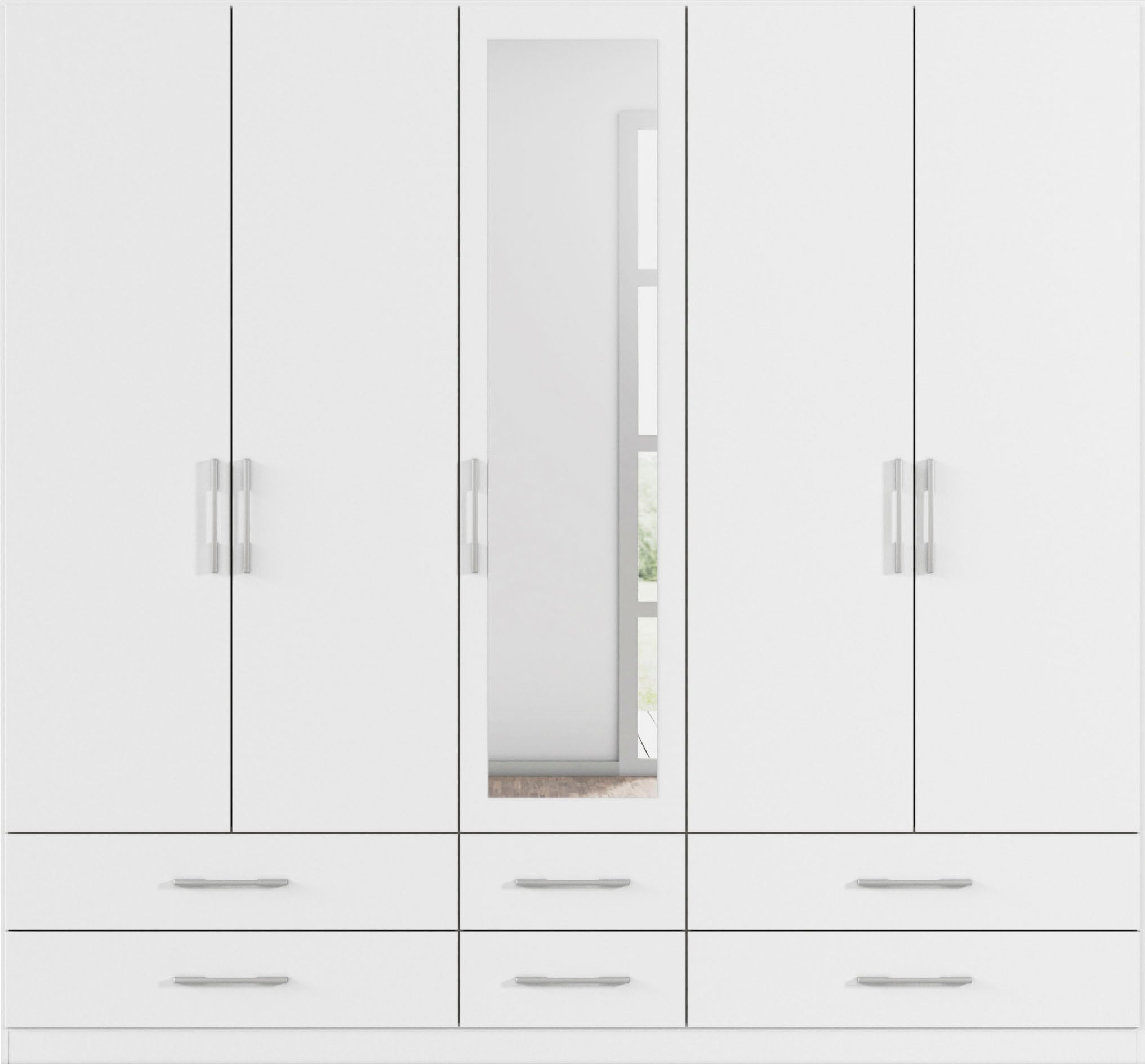 rauch Kleiderschrank »Schrank Garderobe Wäscheschrank HERSBRUCK in 2 Breiten« Breiten: 226 oder 271 cm, Höhe 210 cm,  mit 6 großzügigen Schubladen sowie Spiegeltüren MADE IN GERMANY