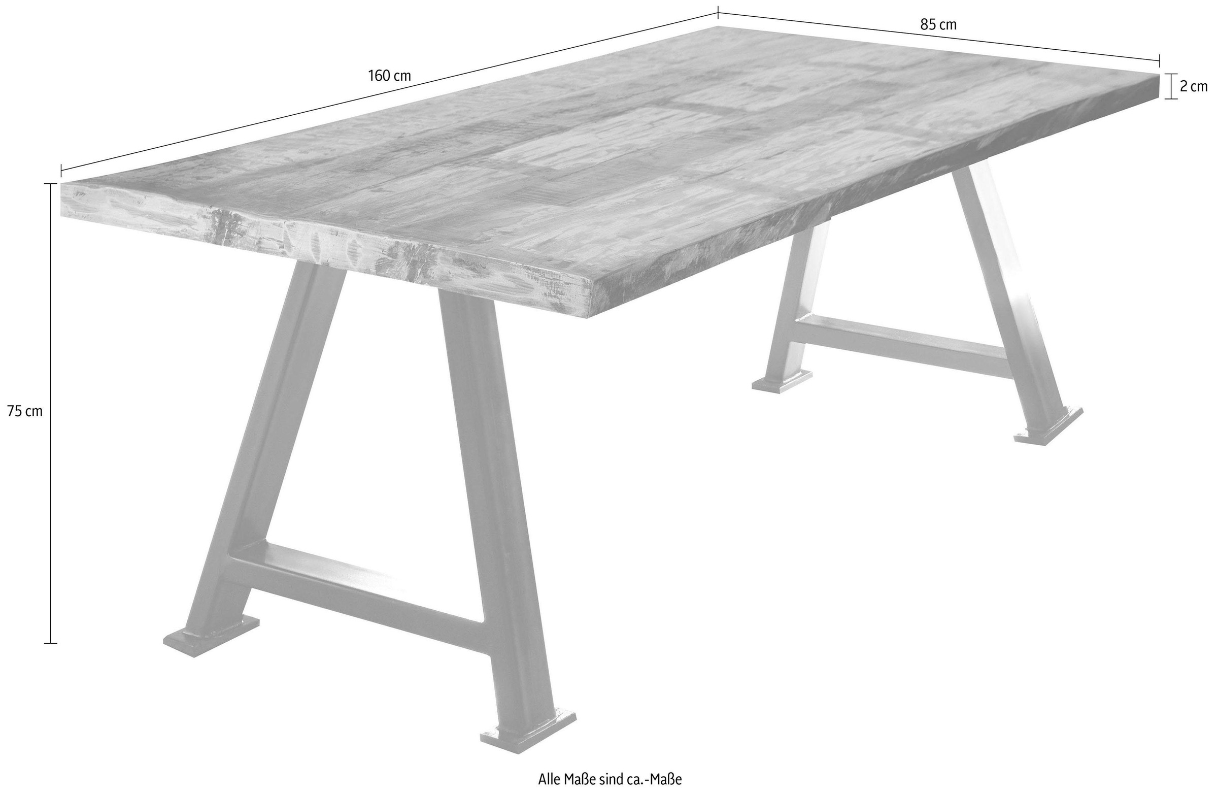 SIT Esstisch »Tops&Tables«, mit Platte aus recyceltem Altholz mit Farbresten, Shabby Chic, Vintage