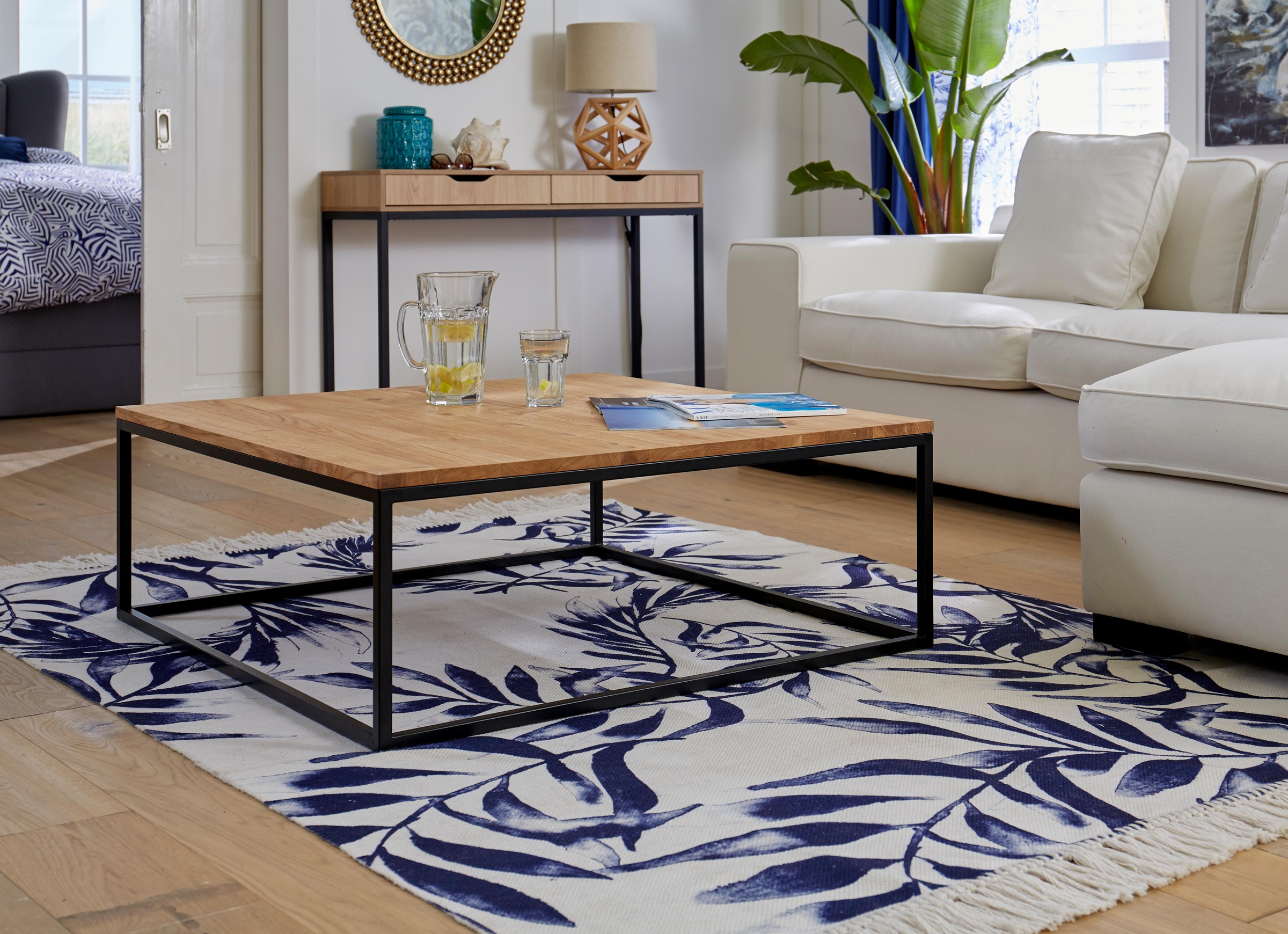 Home affaire Couchtisch "Voorst", aus massiver Eiche und Metallgestell günstig online kaufen