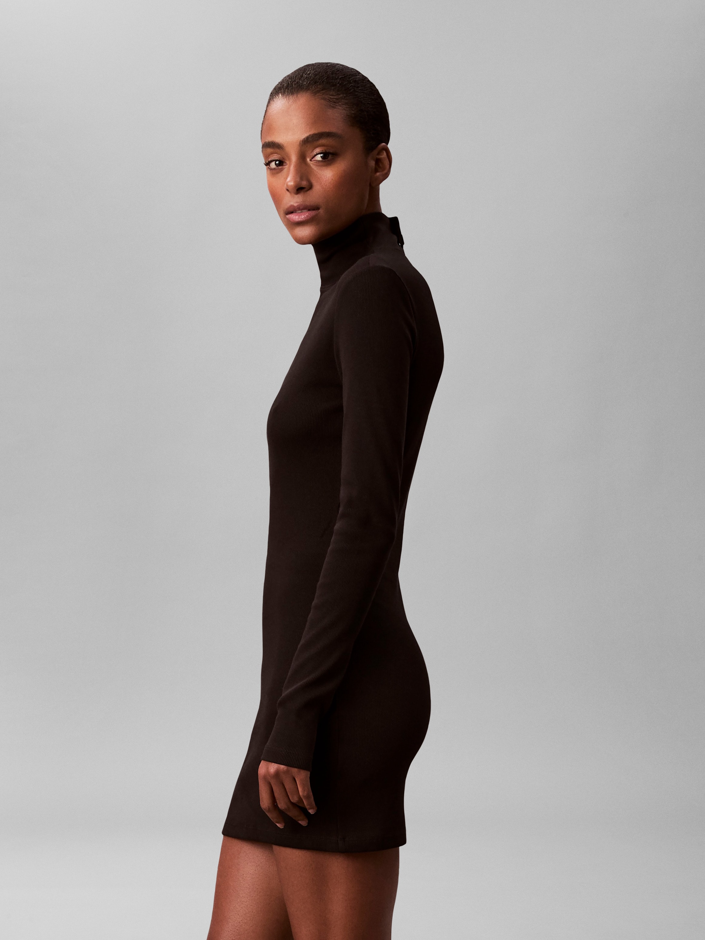 Calvin Klein Jeans Minikleid Ohne Tasche Figurbetonte Passform mit Stehkragen