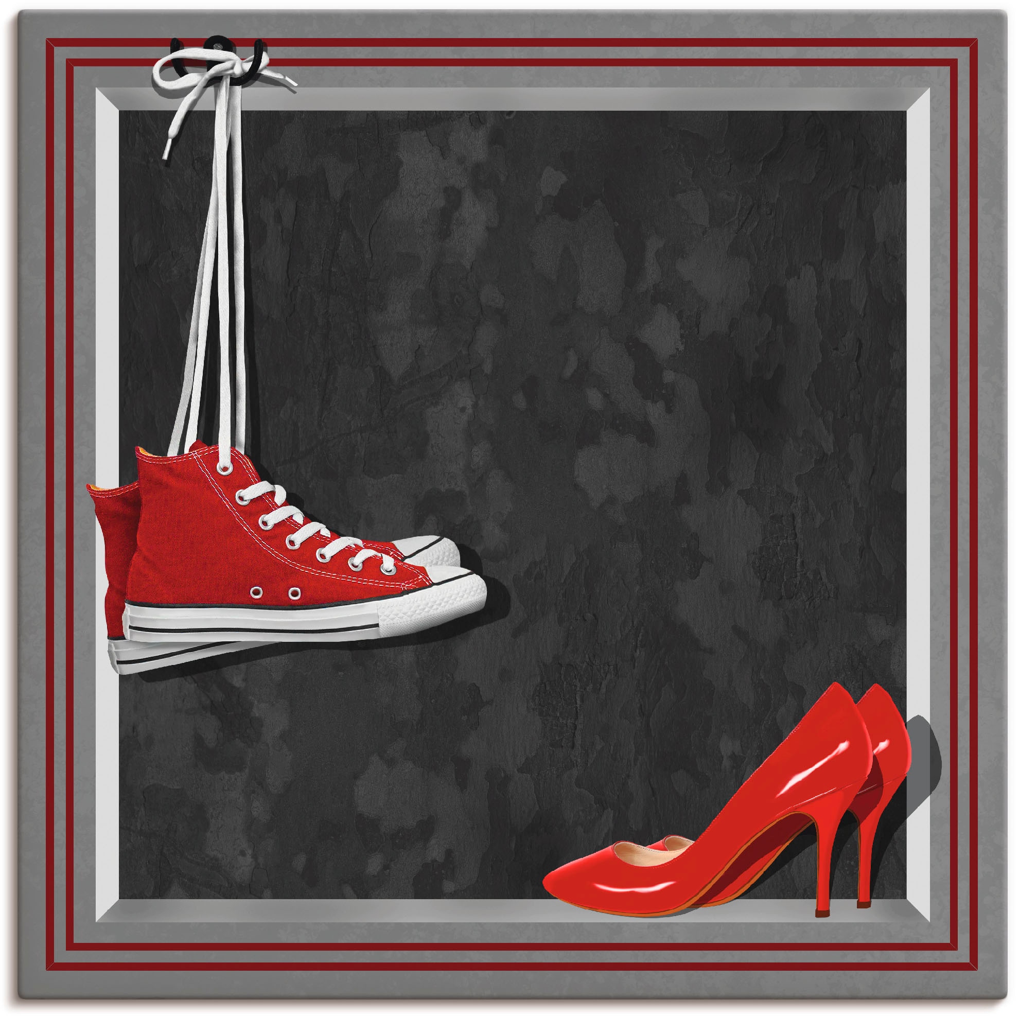 kaufen Schuhe«, versch. BAUR roten Wandaufkleber Mode, Wandbild | in »Die Leinwandbild, oder St.), Größen Poster Artland als (1