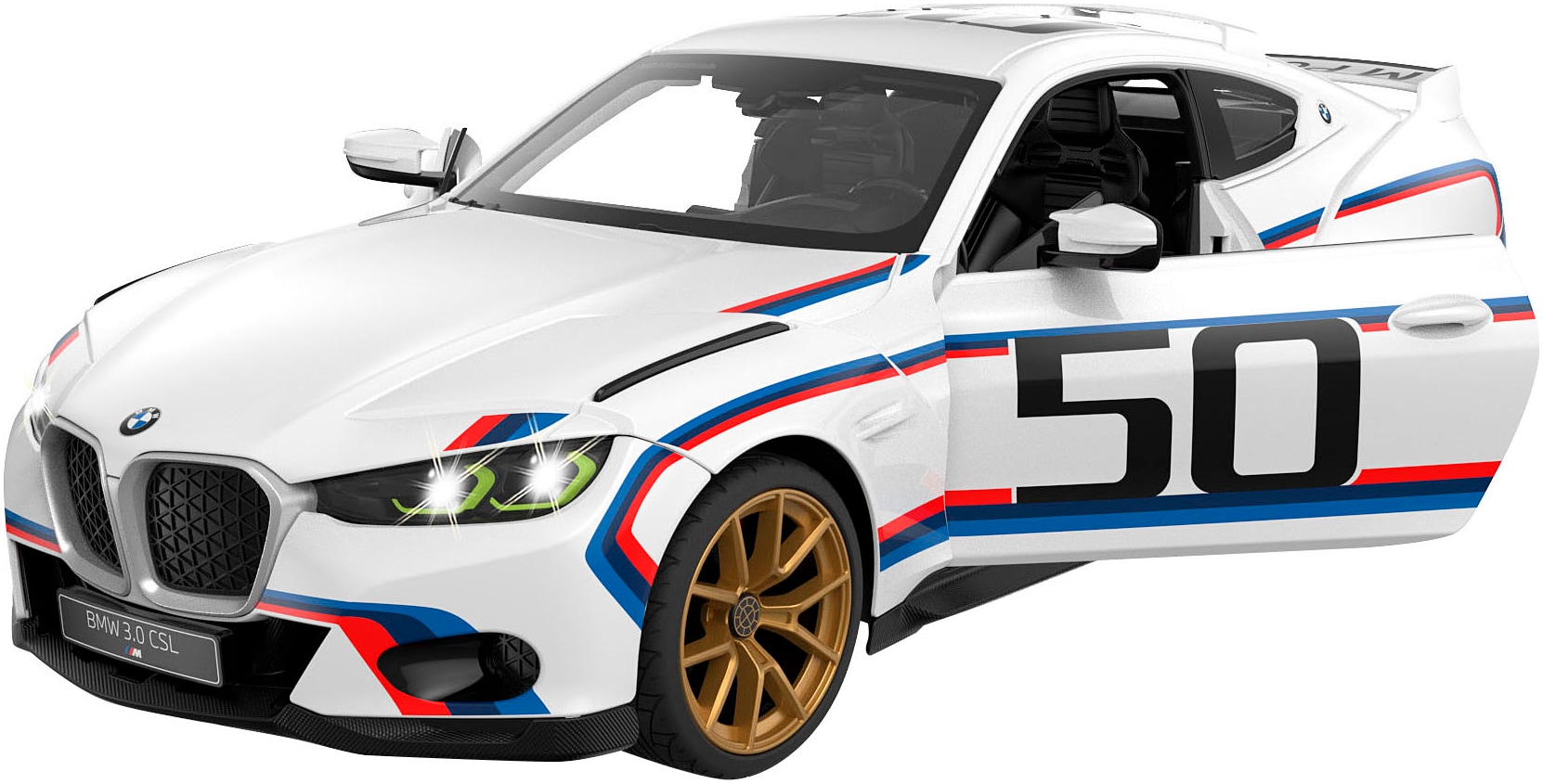 Jamara RC-Auto »BMW 3.0 CSL 1:14 weiß 2,4GHz Tür manuell«, im Maßstab 1:14, mit LED Beleuchtung