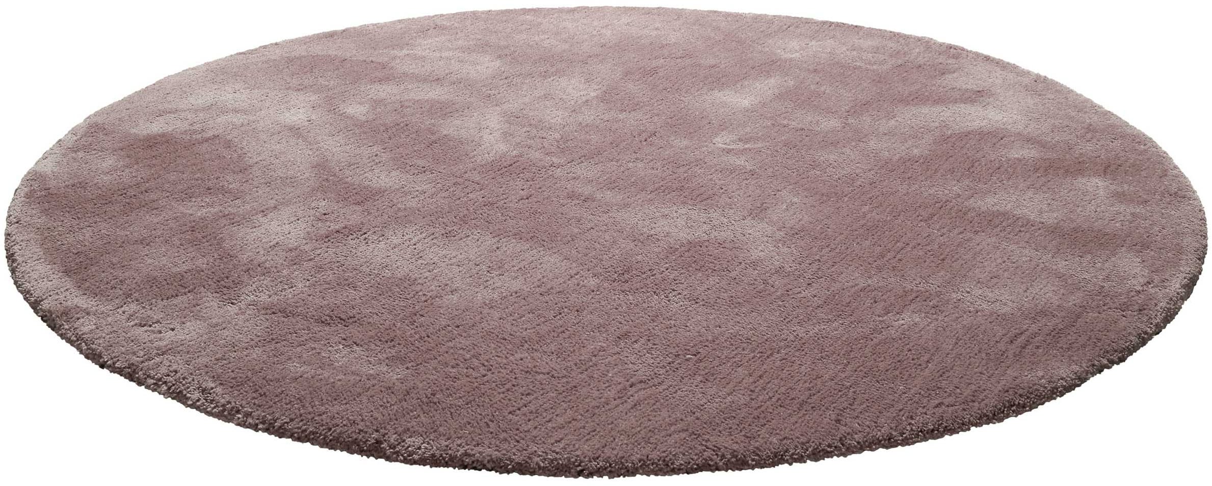 Homie Living Teppich »Pisa«, rund, 25 mm Höhe, Hochflor, Microfaser, uni, weich, Shaggy, Wohnzimmer, Schlafzimmer
