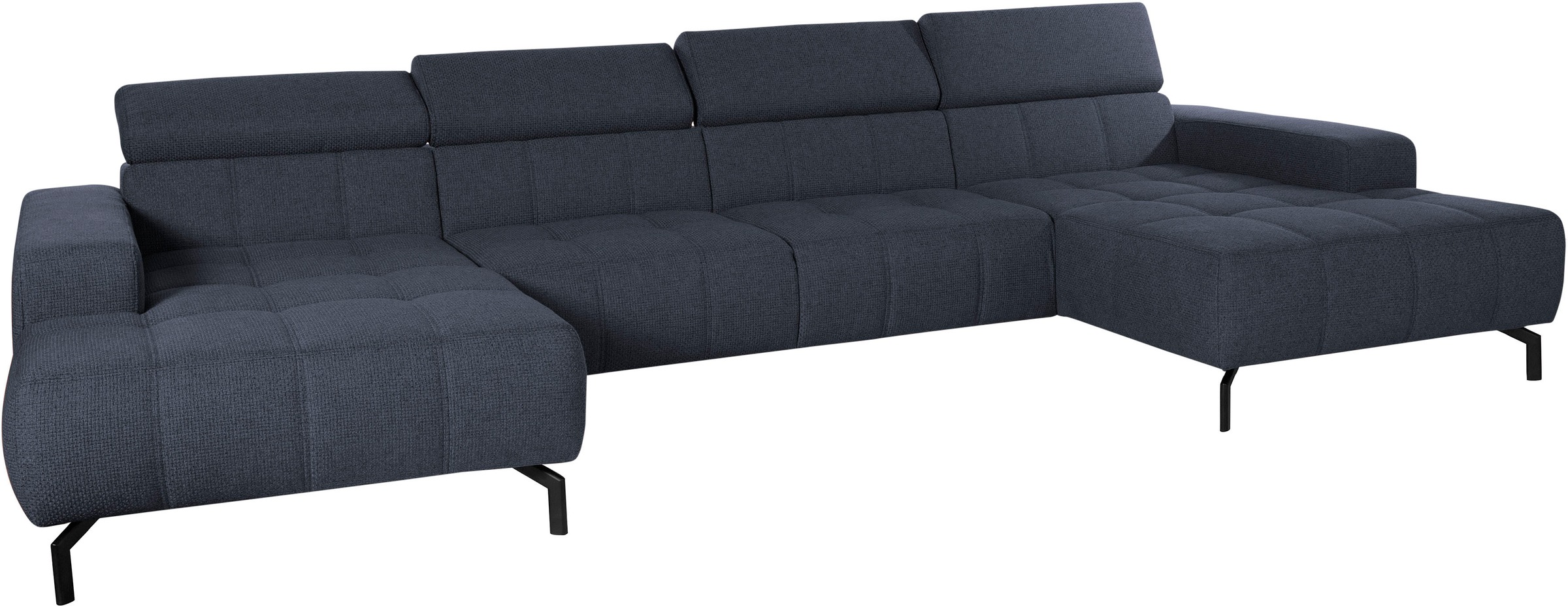 DOMO collection Wohnlandschaft »Cunelli tolle Sitznähte als Designelement, fester Sitzkomfort, U-Form«, wahlweise mit Kopfteilverstellung, bodenfrei