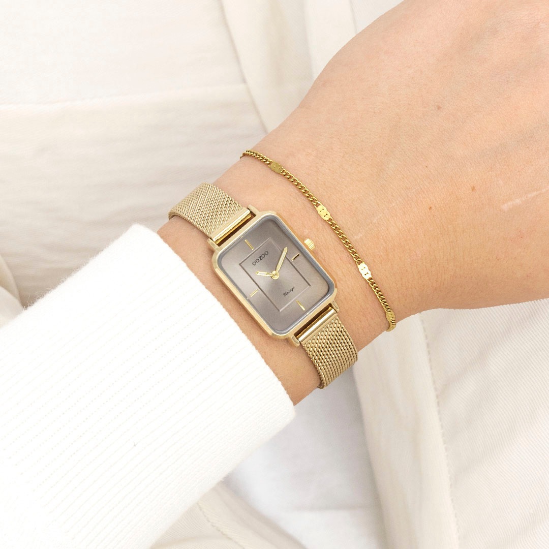 OOZOO Quarzuhr, Armbanduhr, Damenuhr, Edelstahlarmband, analog