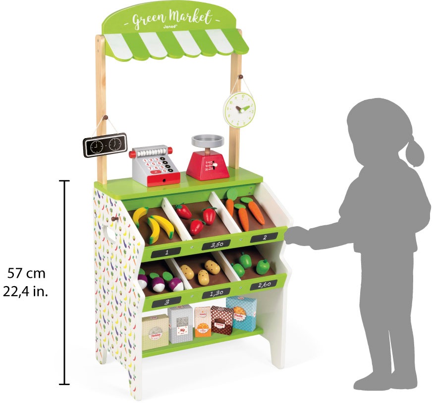 Janod Kaufladen »Kaufmannsladen Green Market«, (32 tlg.), inklusive viel Zubehör