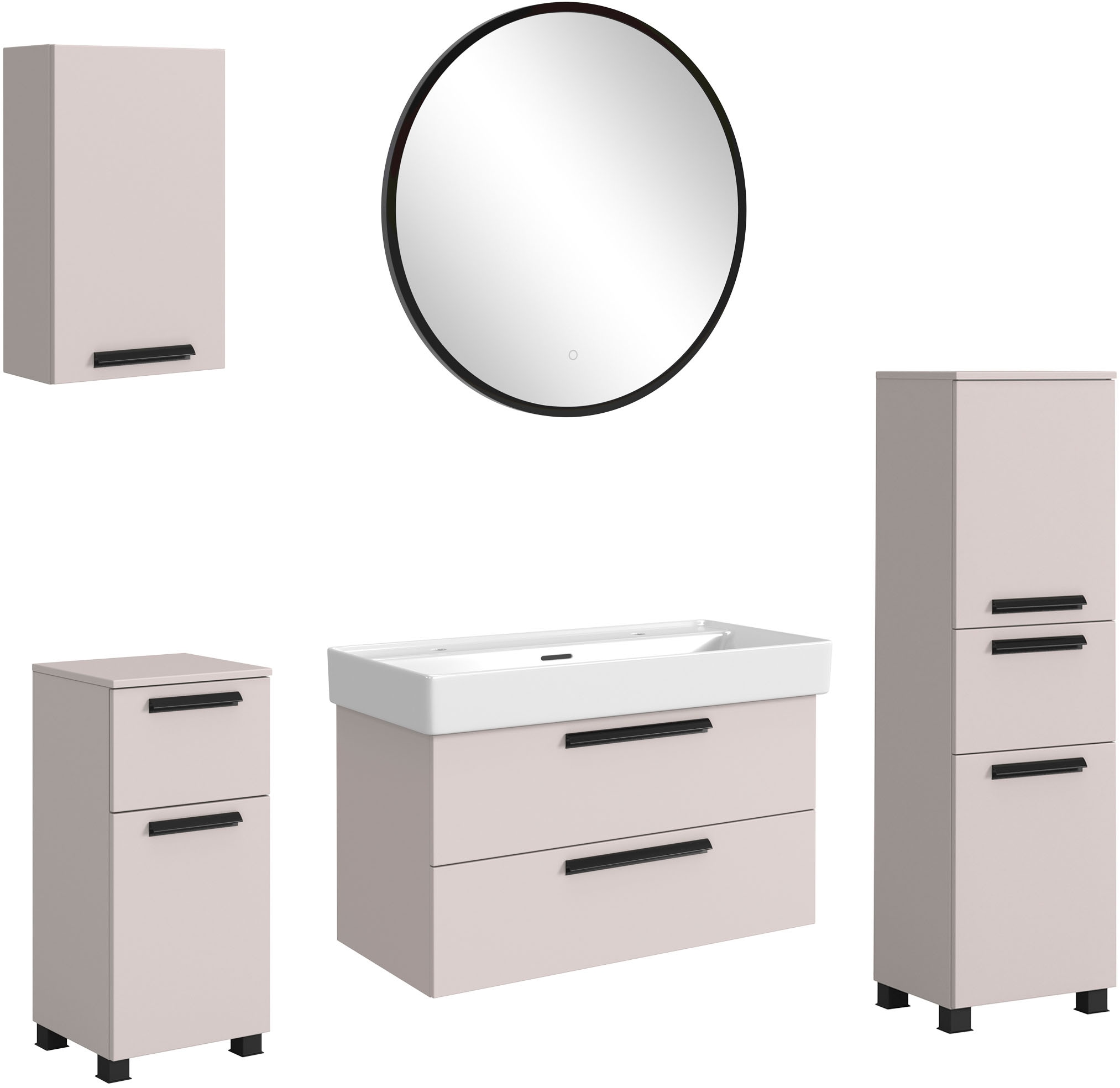welltime "SALVADA, 5tlg-Set, gedämpfte Scharniere, Softclose, Keramikbecken" Maße (B/T/H): 180/47,5/200 cm