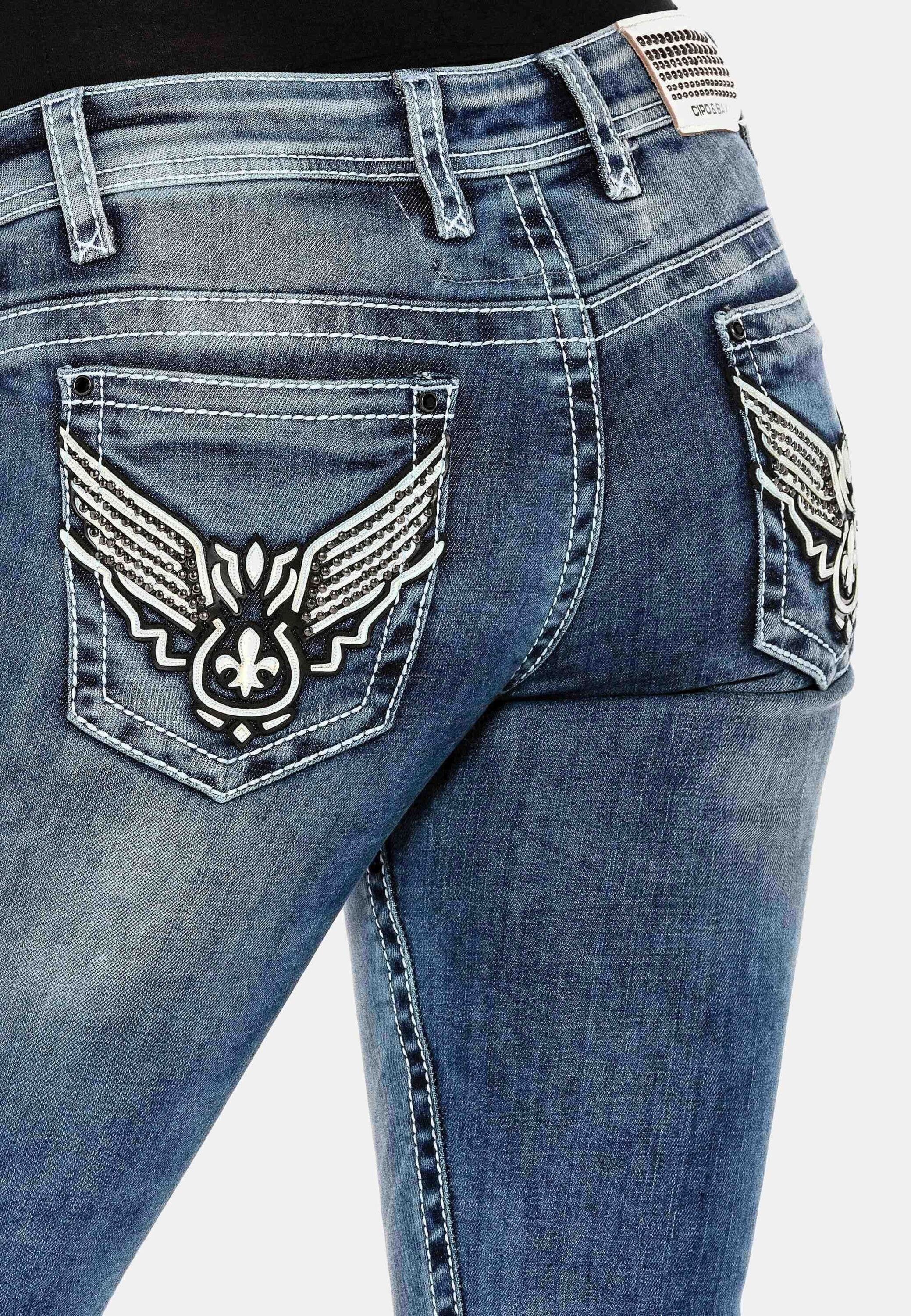 Cipo & Baxx Slim-fit-Jeans »Jeans«, mit Flügel Design, WD401