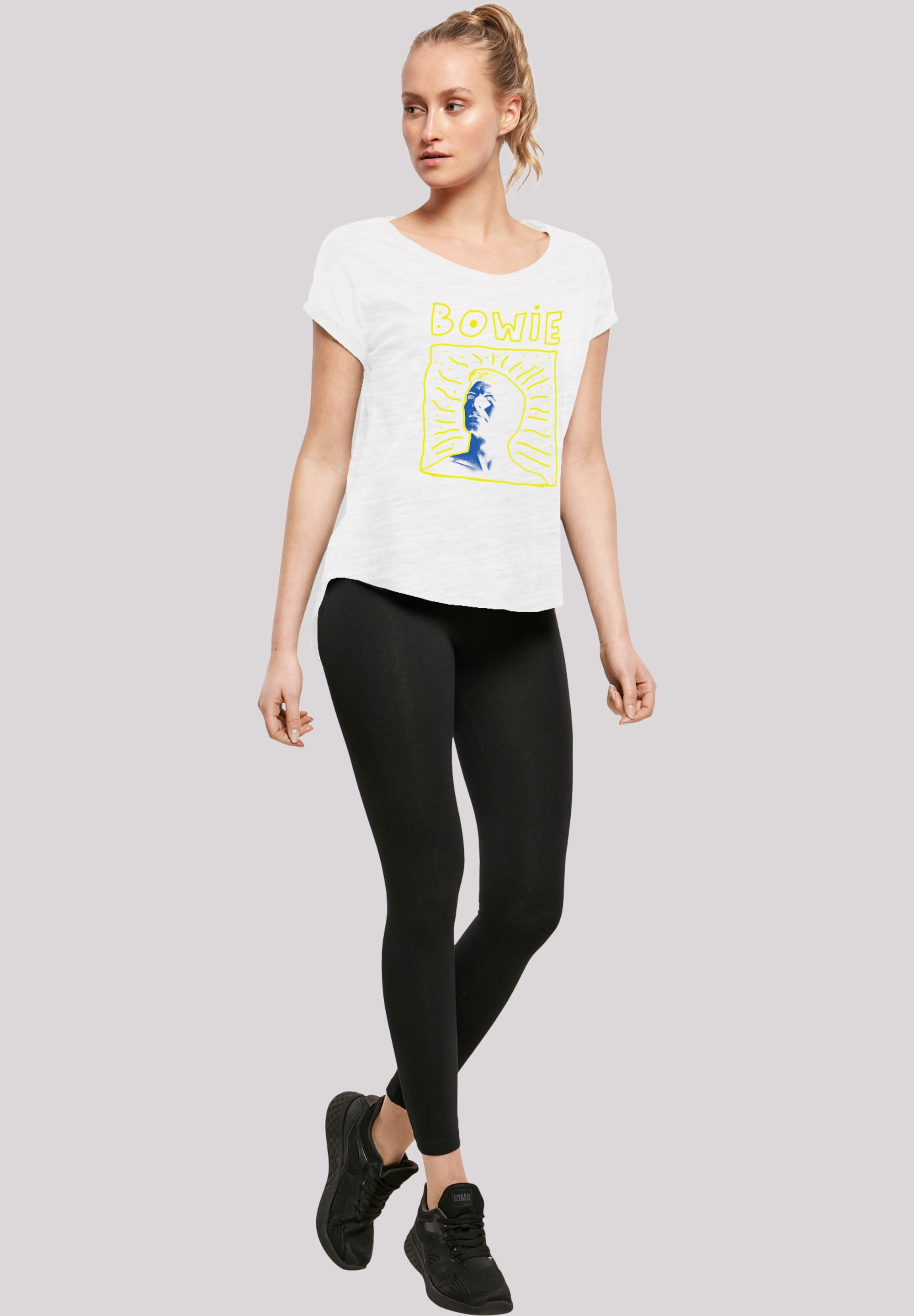 F4NT4STIC T-Shirt »Long Cut T-Shirt David Bowie 90s Frame«, Damen,Premium Merch,Lang,Longshirt,Bandshirt