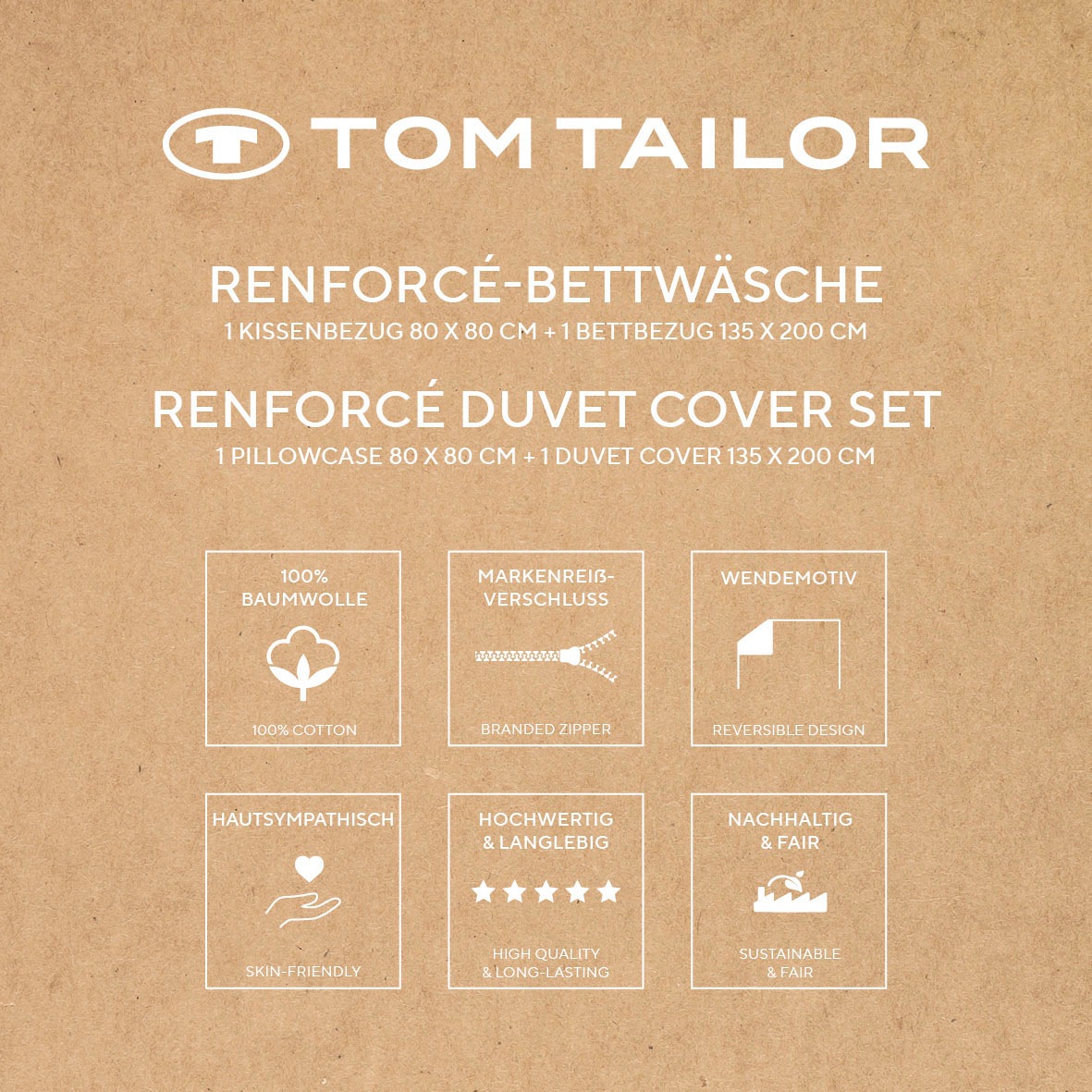 TOM TAILOR HOME Bettwäsche »MEDIUM STRIPES in Gr. 135x200cm, 155x220cm oder 200x200cm«, (2 tlg.), new bedroom, mit farbigem Markenreißverschluss