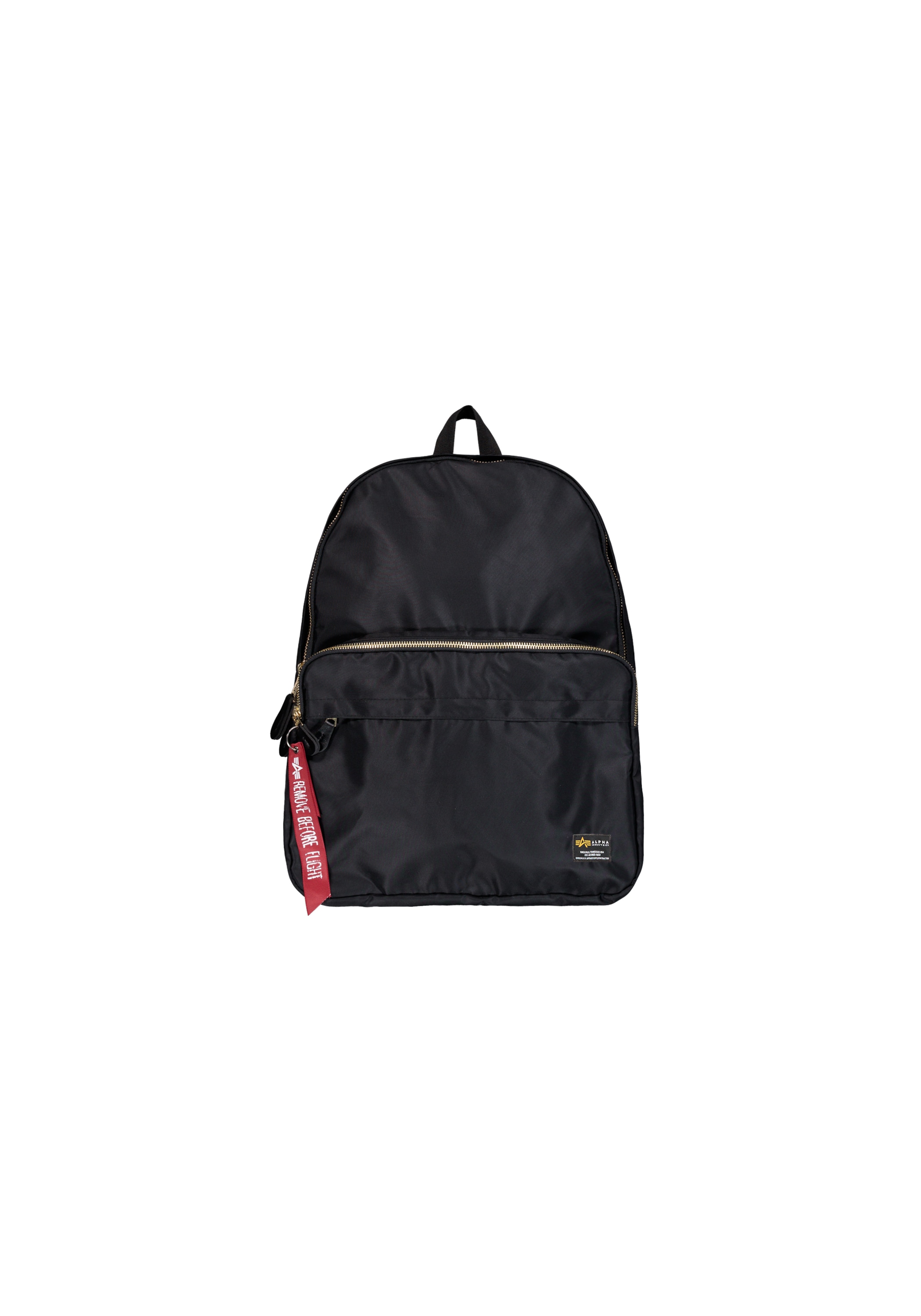 Rucksack ALPHA INDUSTRIES "Crew Backpack", Gr. onesize, schwarz, Obermaterial 1: 100% Nylon. Obermaterial 2: 100% Polyester. Futter: 100% Nylon,