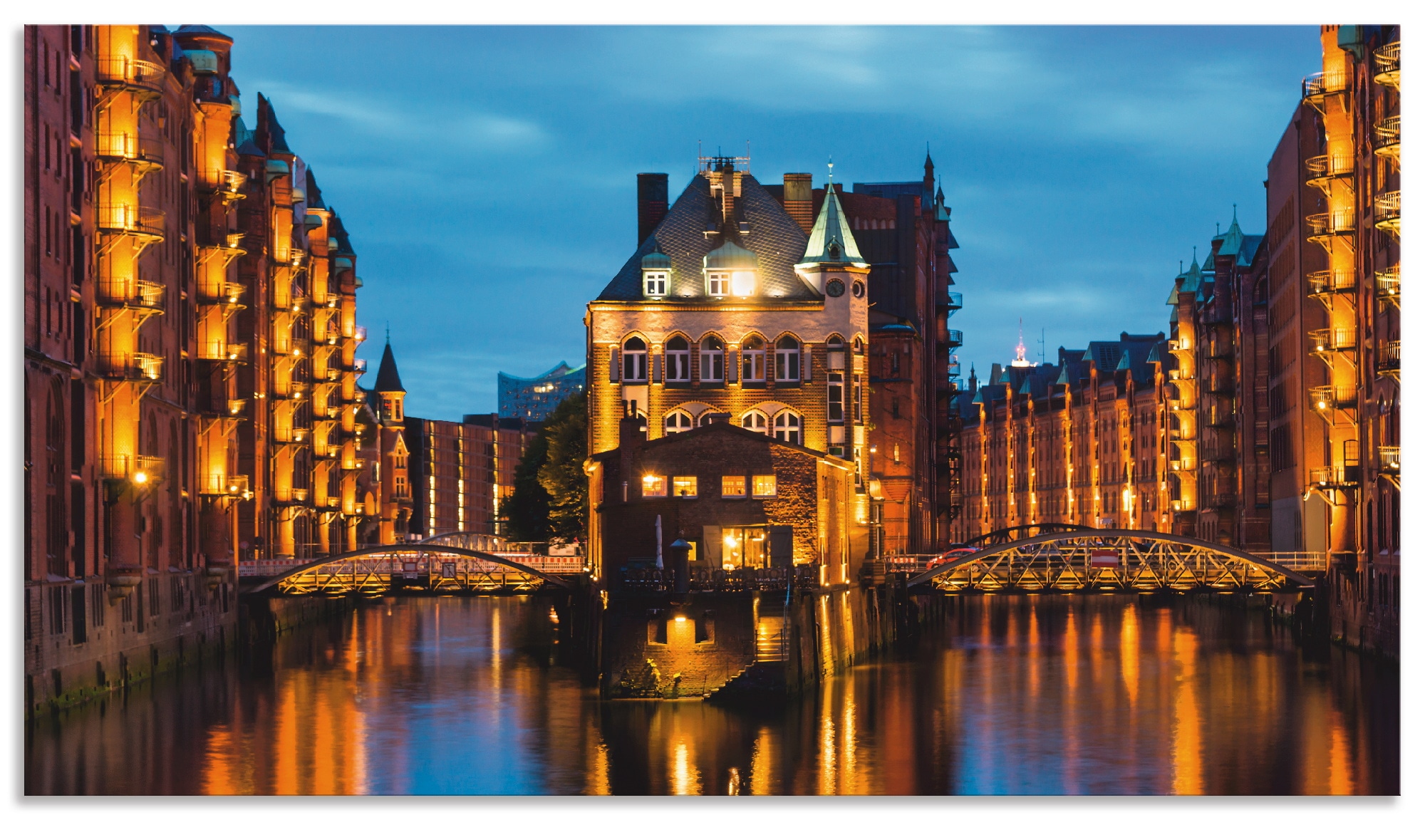 Küchenrückwand »Teil der alten Speicherstadt in Hamburg«, (1 tlg.), Alu Spritzschutz...