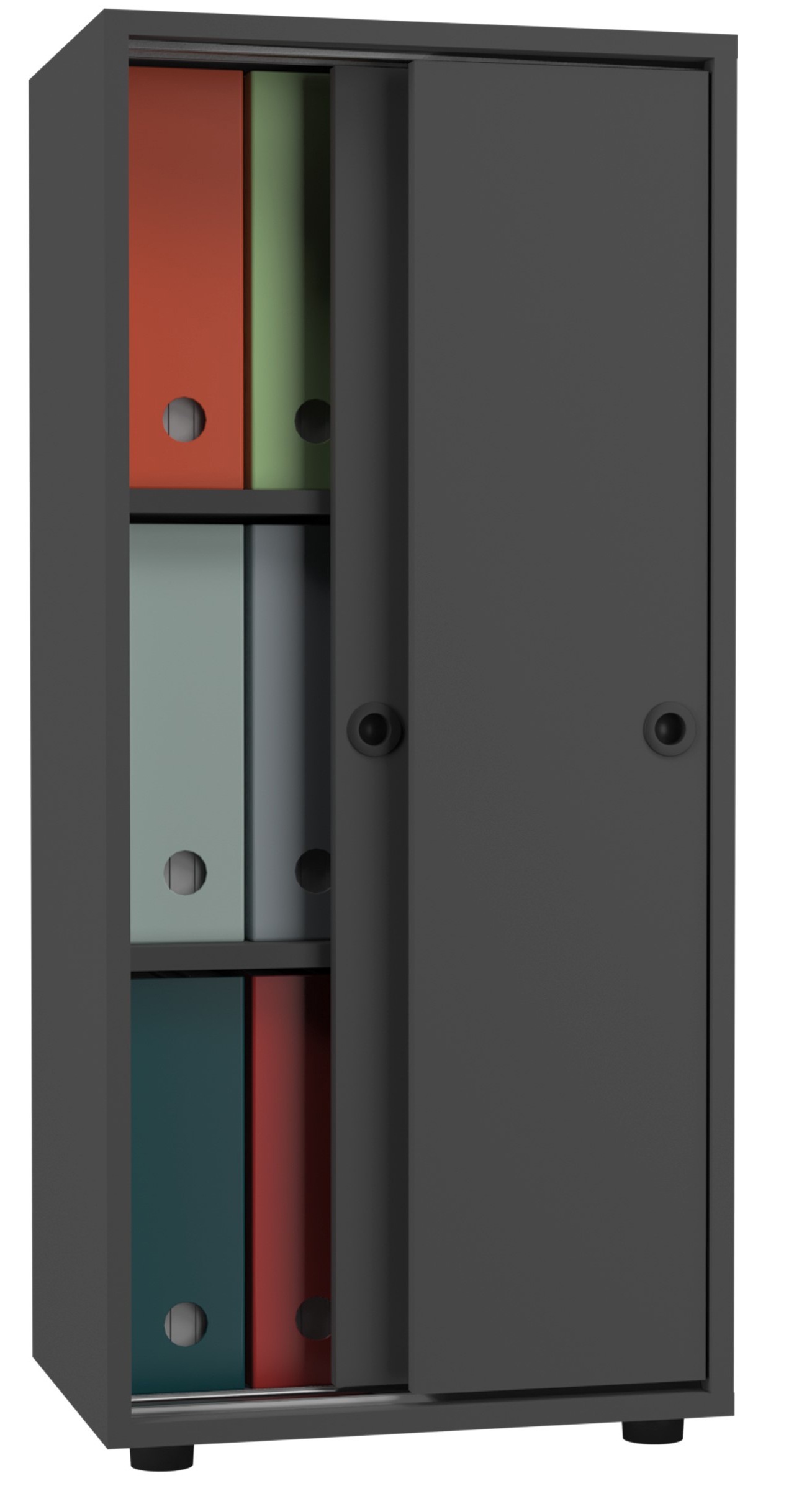 Aktenschrank VCM, B:49cm T:38cmanthrazit, Obermaterial: 100% Holz Wood., Büro, Schränke, "Büroschrank Schiebetüren Aktenschrank Ulas 3fach"