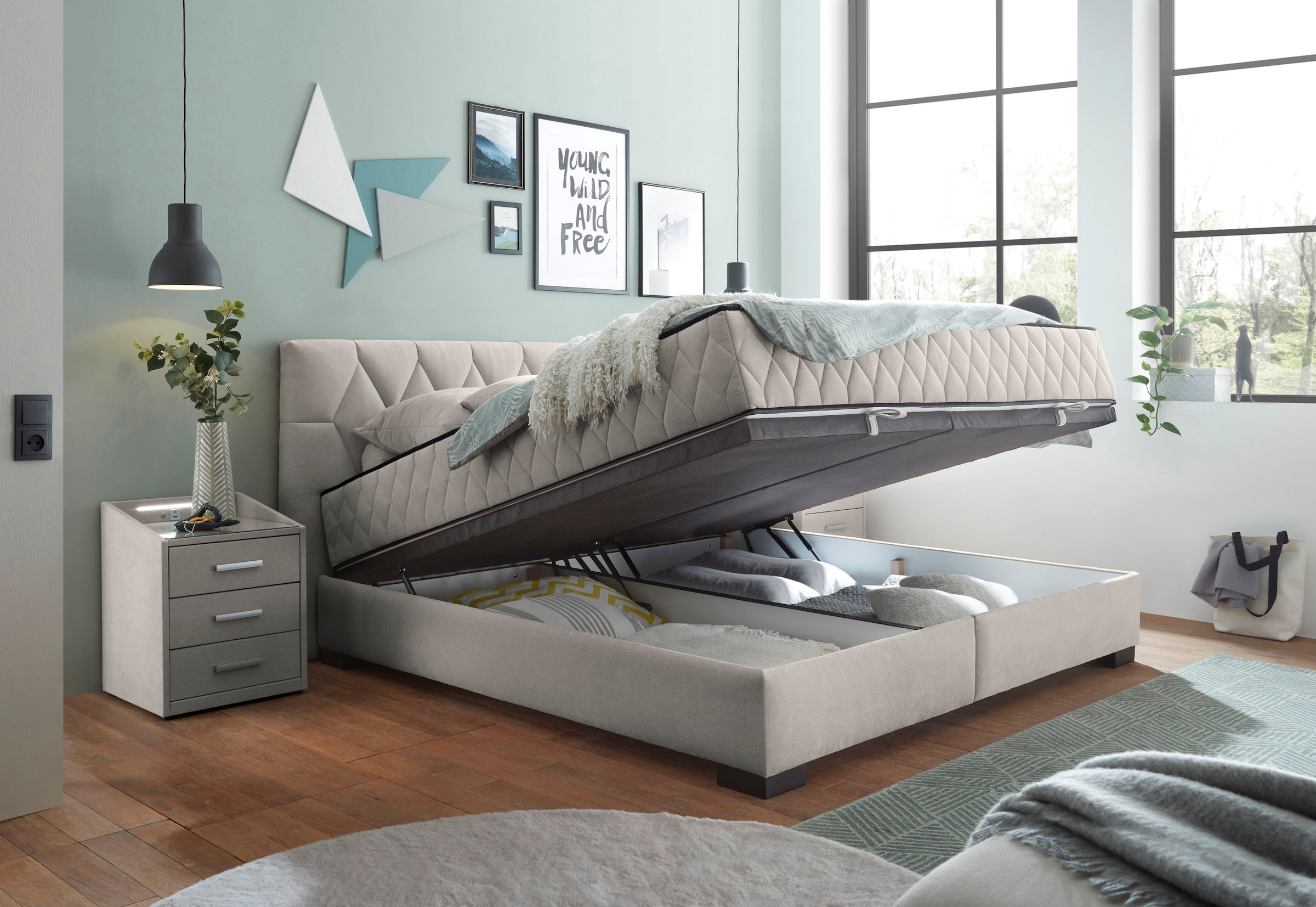 ED EXCITING DESIGN Boxbett »Nagol«, mit Bettkasten, mit Wendematratze, erhältlich in verschiedenen Breiten