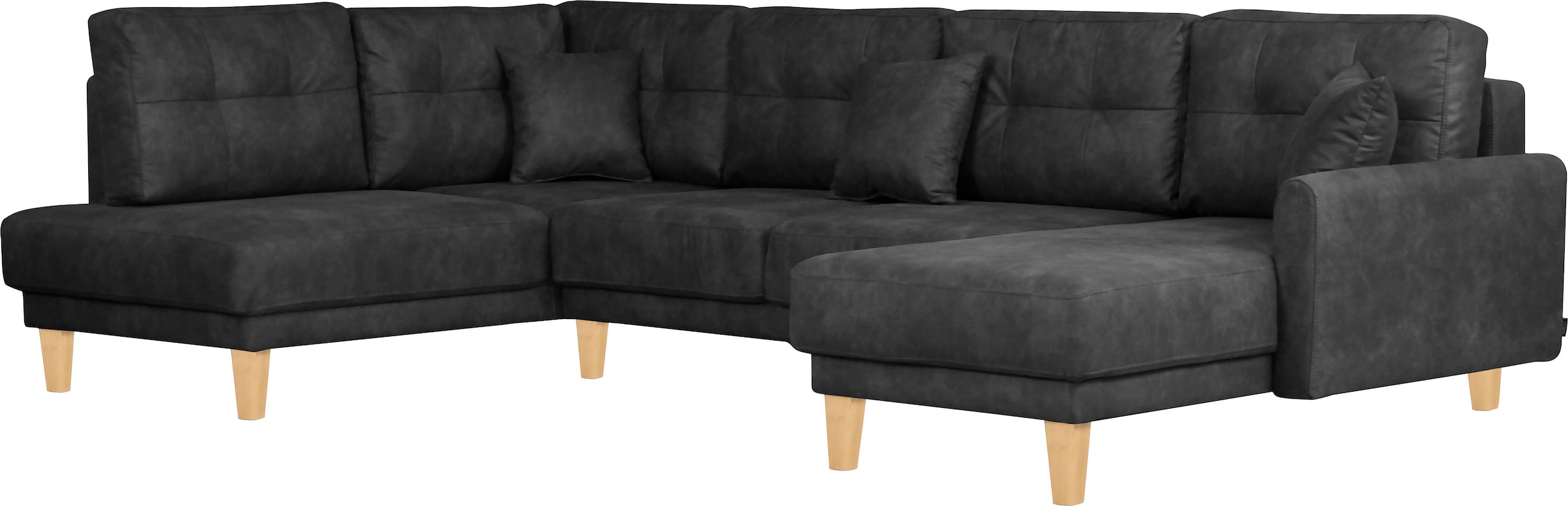 Home affaire Wohnlandschaft »TRIPLO U-Form wahlweise mit Schlaffunktion, B/T/H: 310/192/90 cm«, Schlafsofa, auch mit Bettkasten, Steppung im Rückenkissen