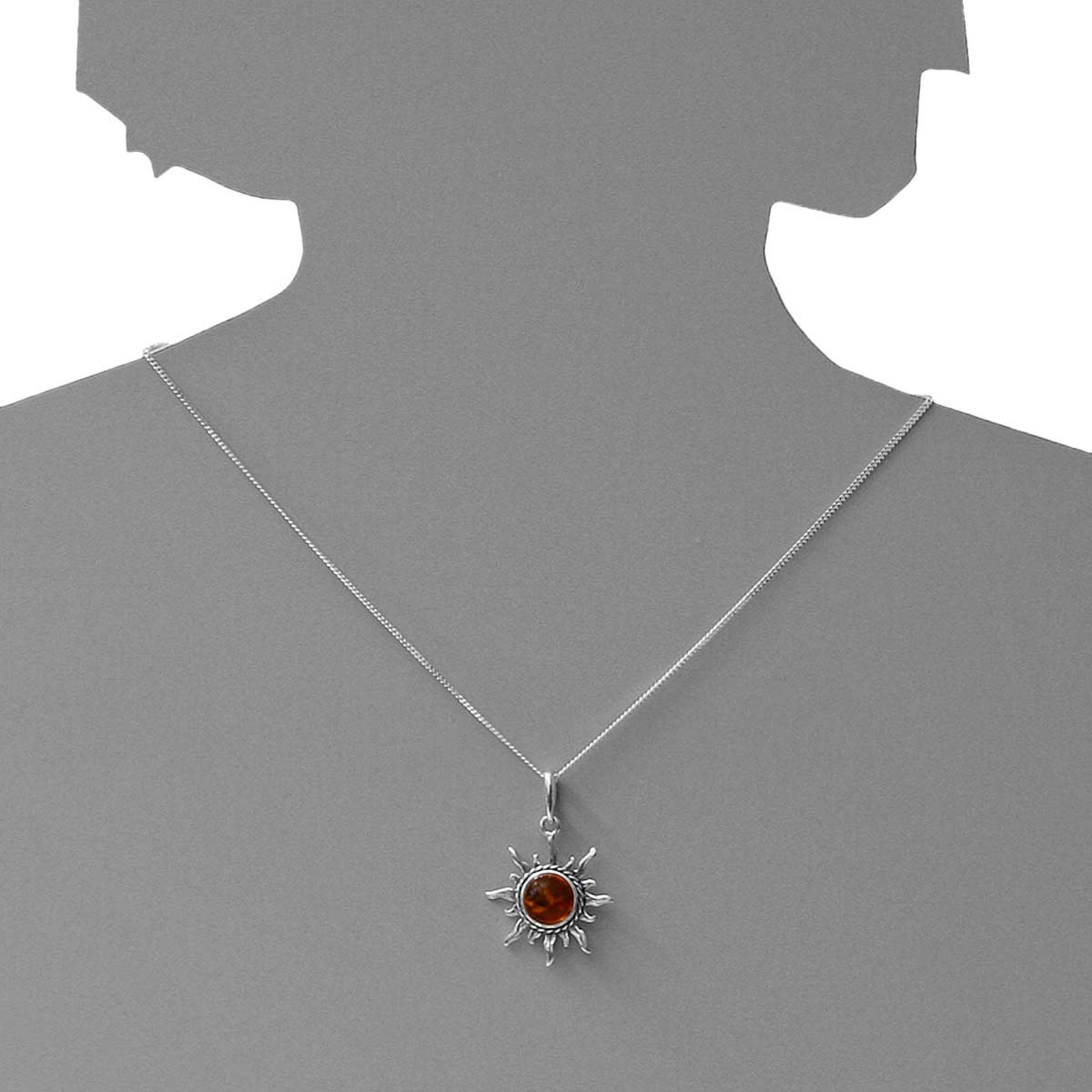 Ostsee-Schmuck Sonne 26mm Pendant Silver 2