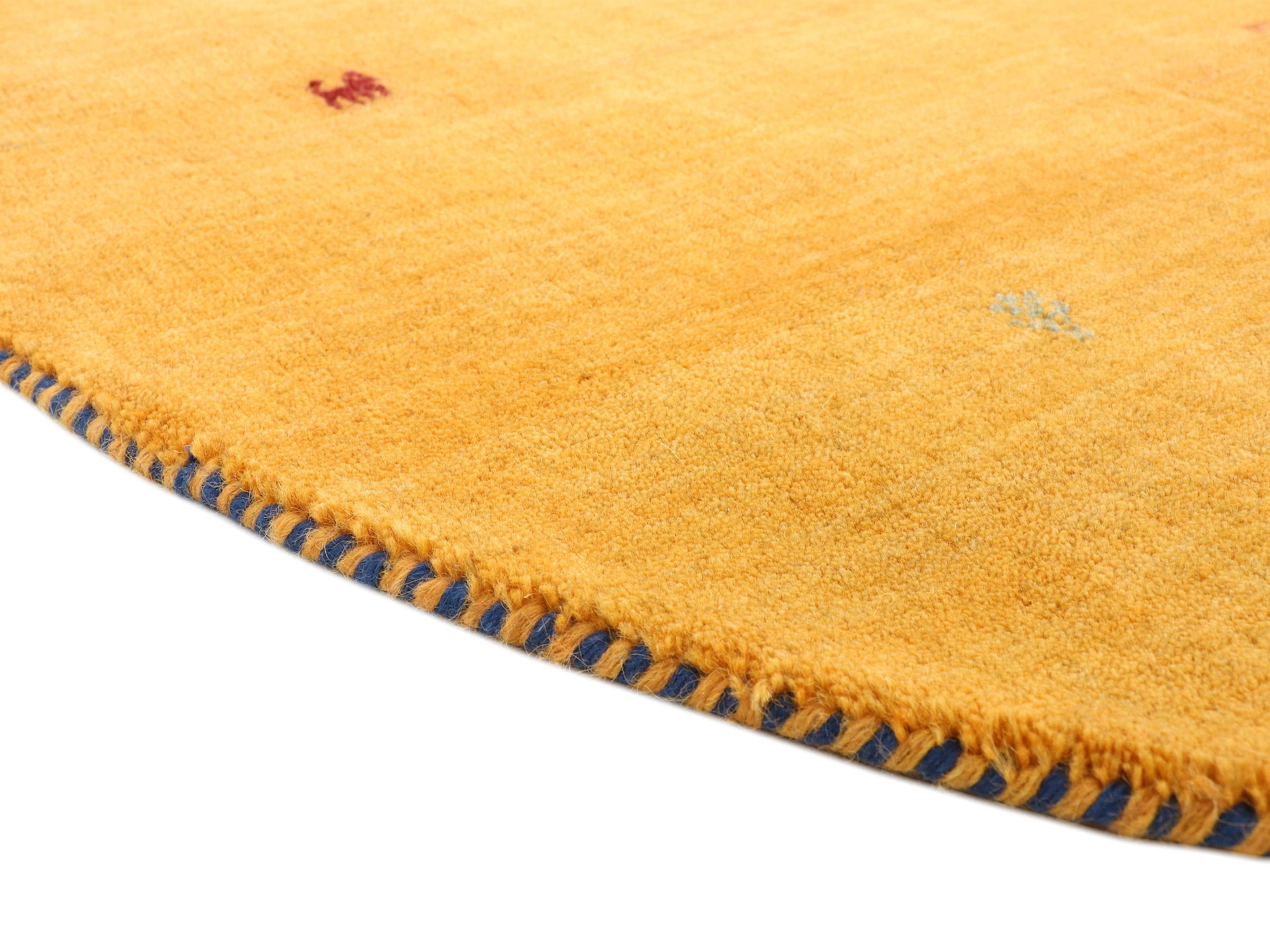 carpetfine Wollteppich »Gabbeh Uni«, rund, 15 mm Höhe, reine Wolle handgewebt, Gabbeh Tiermotiv warmes Raumklima viele Größen