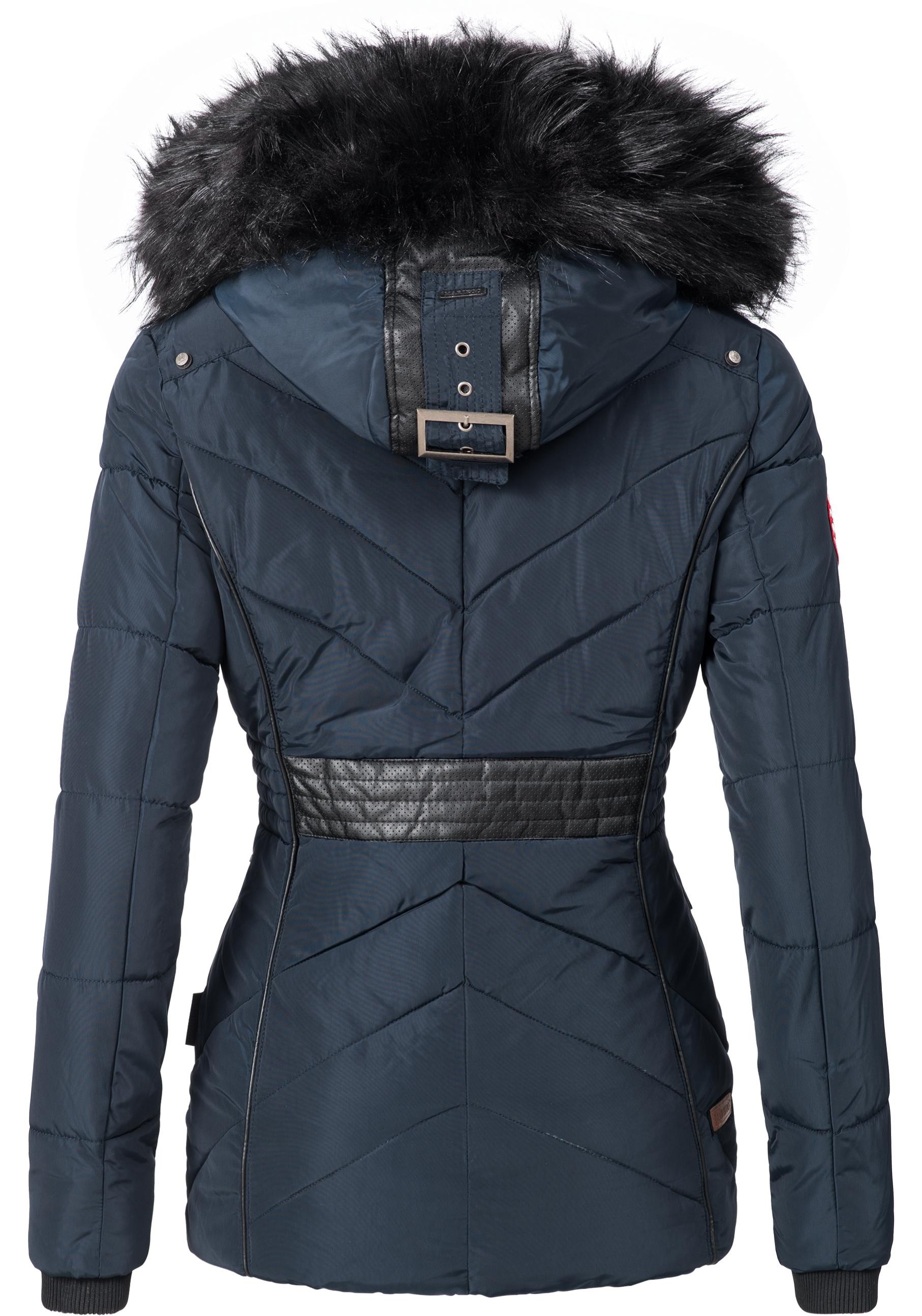 Marikoo Steppjacke »Vanilla«, mit Kapuze, edle Winterjacke m. Kunstfellkapuze