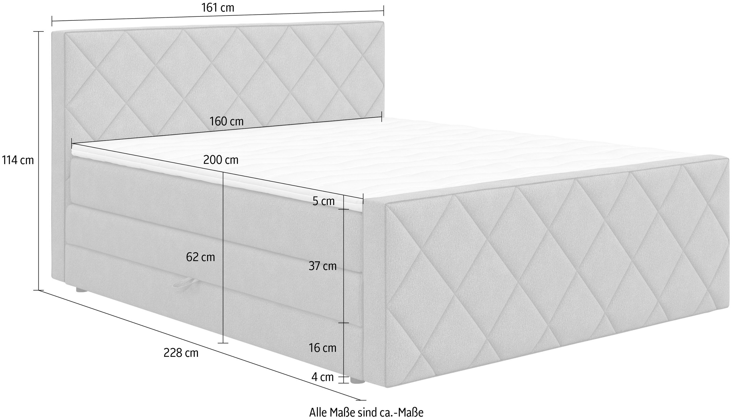 COTTA Boxspringbett »Tower inkl. Bettkasten, mit Keder in abgesetzter Farbe« in verschiedenen Breiten, Härtegraden und Farben erhältlich