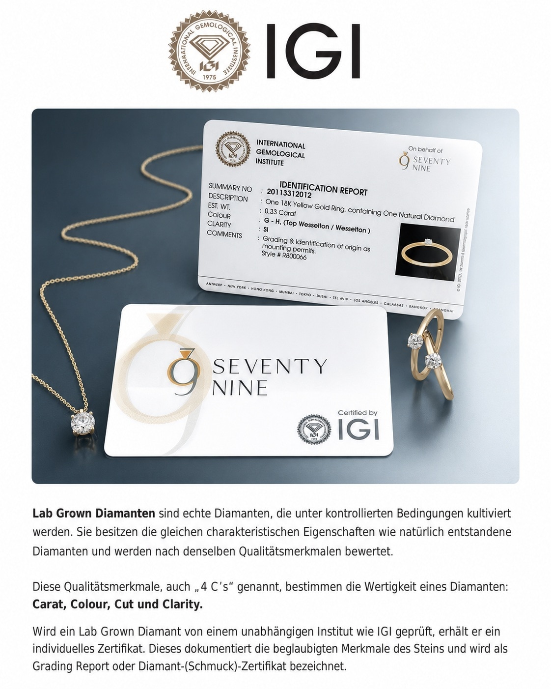 ONE ELEMENT Paar Ohrstecker »Ohrstecker Ohrringe aus 585 Gold« mit 2 Lab Grown Diamanten 0,66 ct