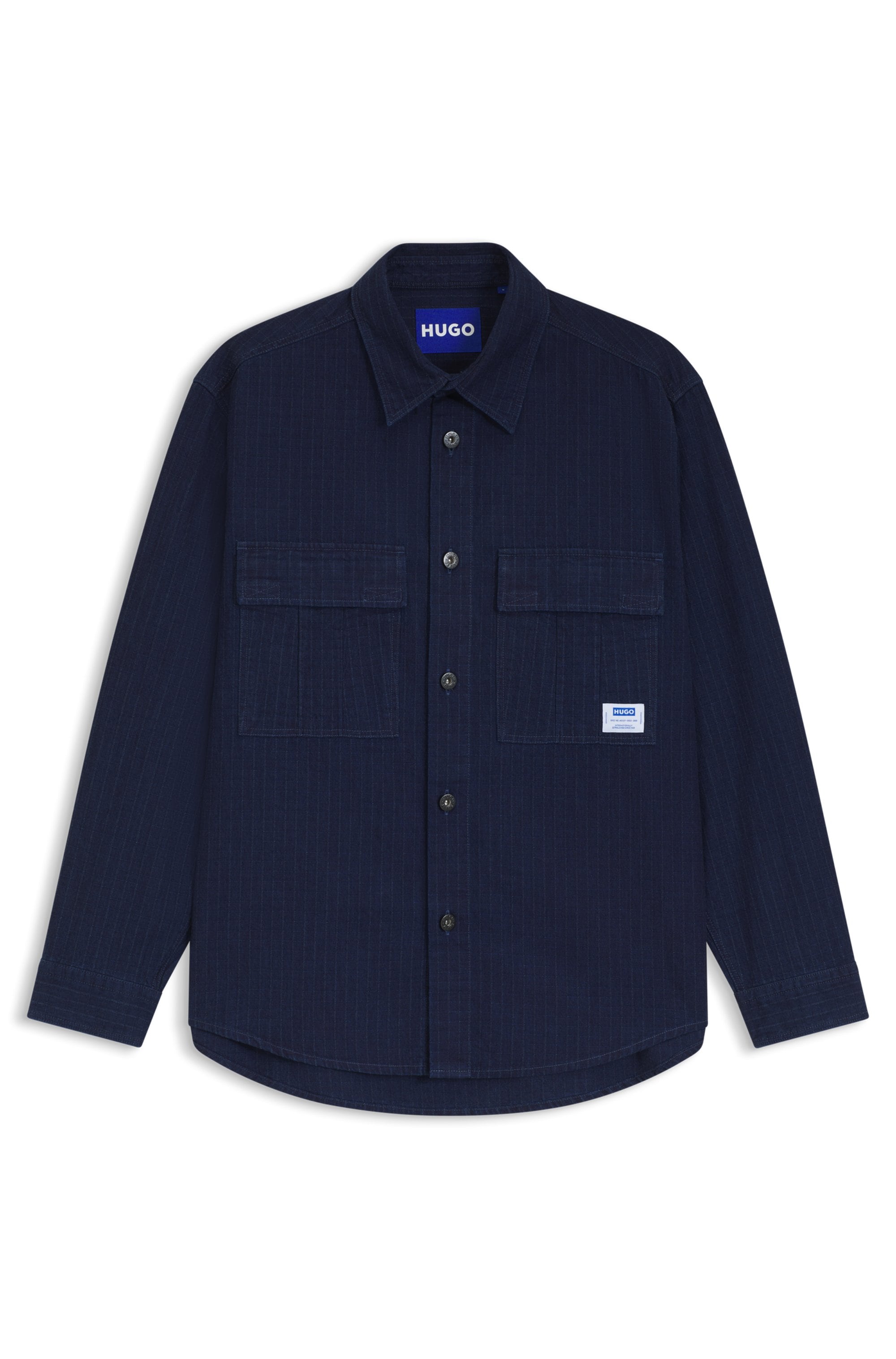HUGO Blue Langarmhemd »Ebargo«, Kentkragen, oversize fit, Denim-Optik